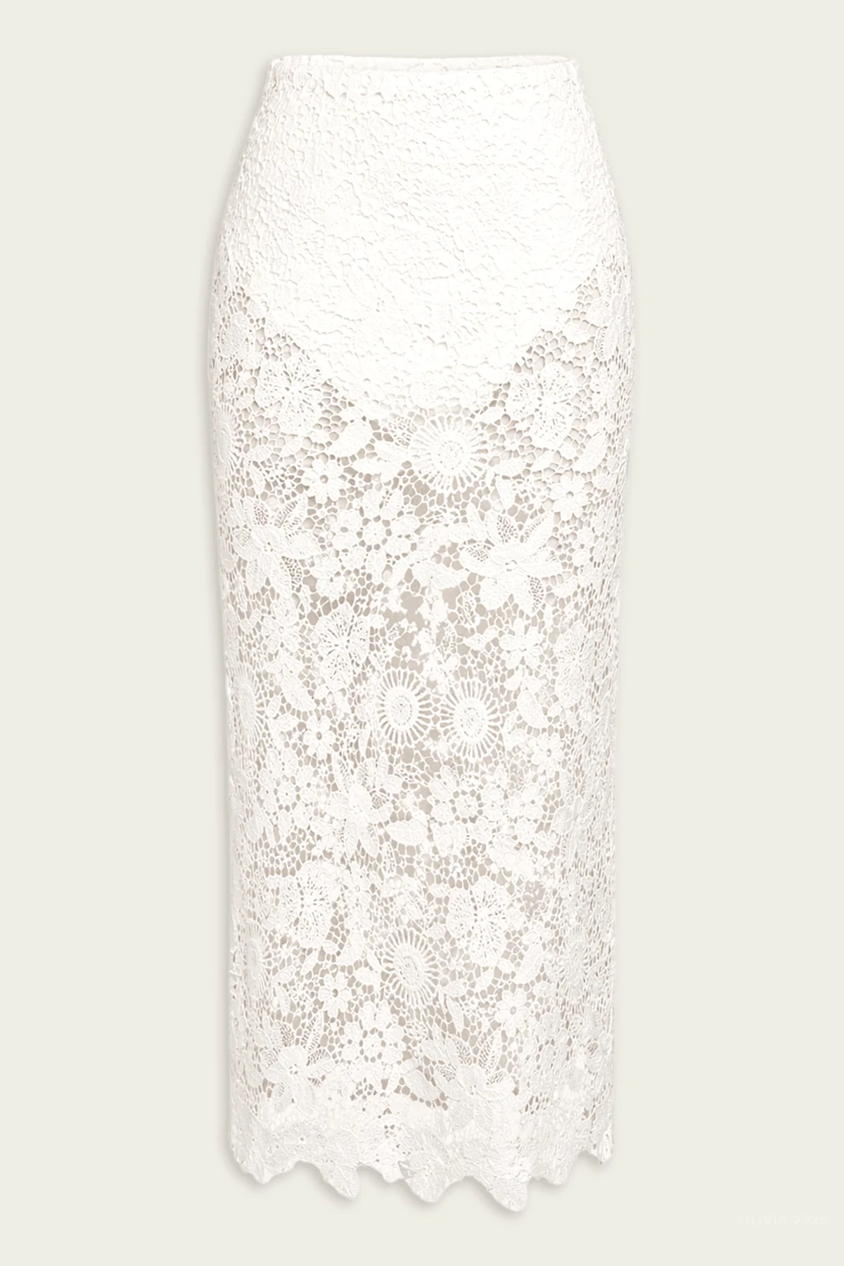 Elyse Lace Skirt in White