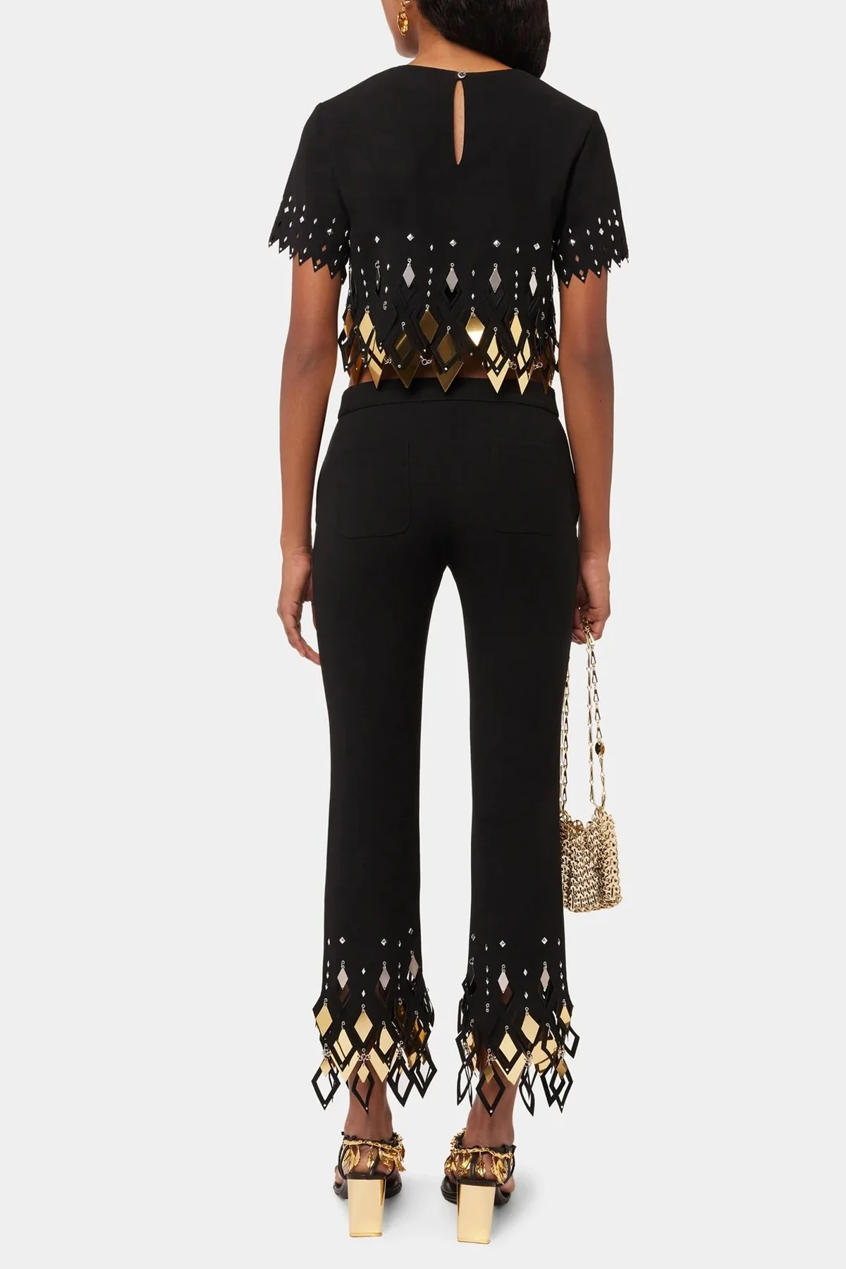 Embellished Crop Top in Black - Image 3