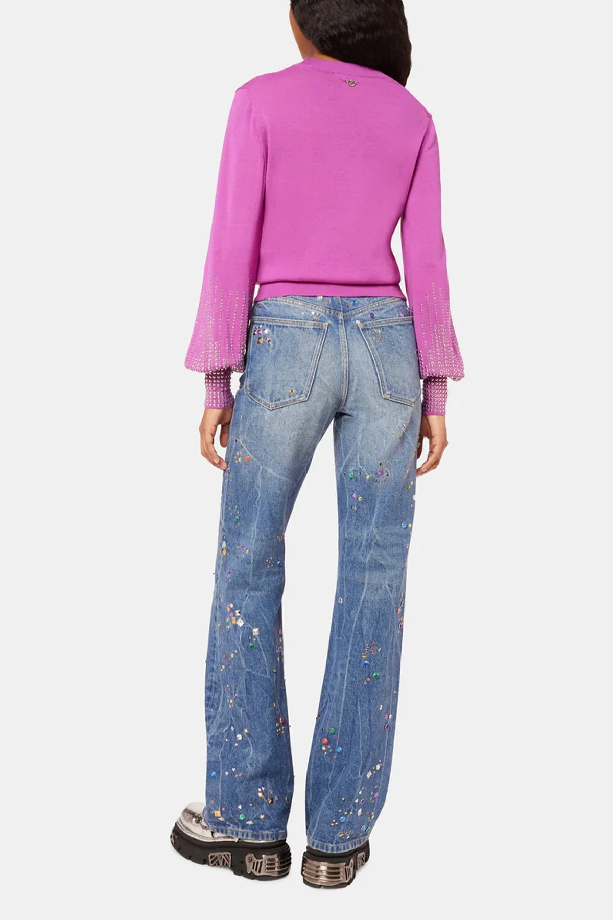 Embellished Denim Jean in Denim Stone - Image 3