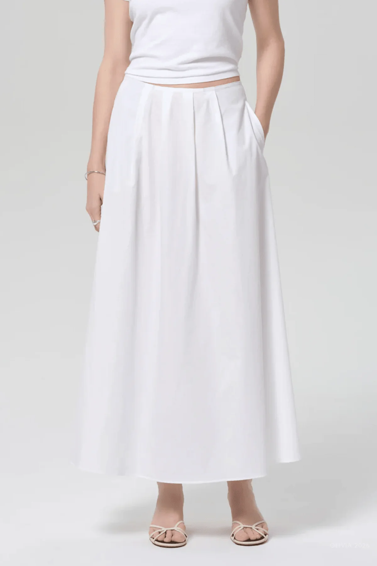 Emi Poplin Skirt in Optic White - Image 2