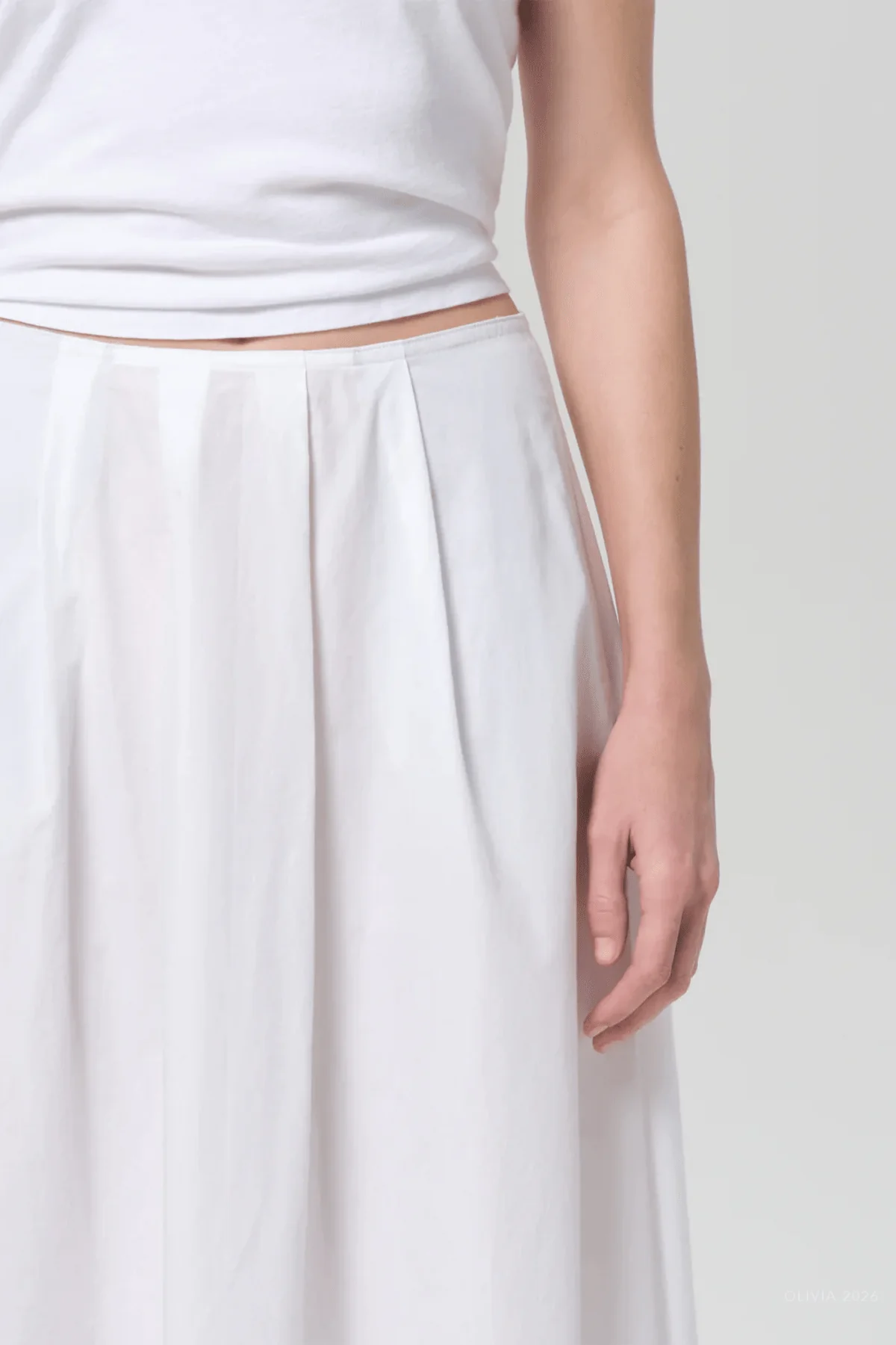 Emi Poplin Skirt in Optic White - Image 4