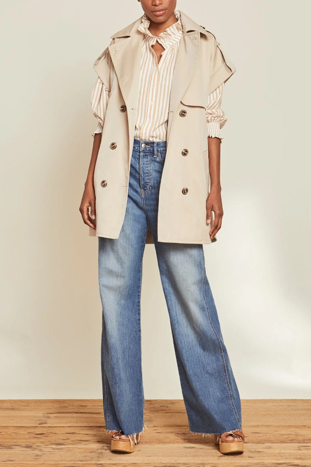 Ensie Dickey Trench Vest in Khaki - Image 2
