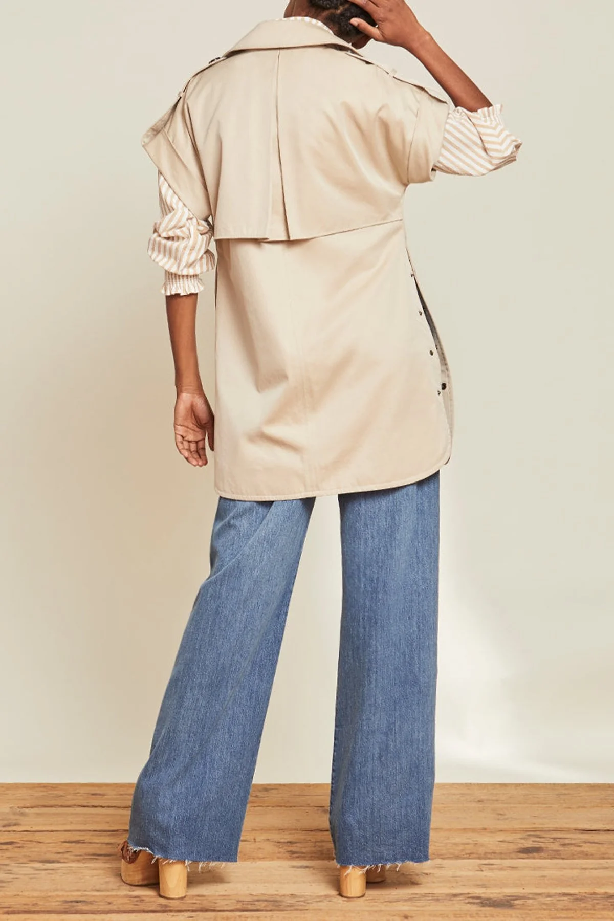 Ensie Dickey Trench Vest in Khaki - Image 3
