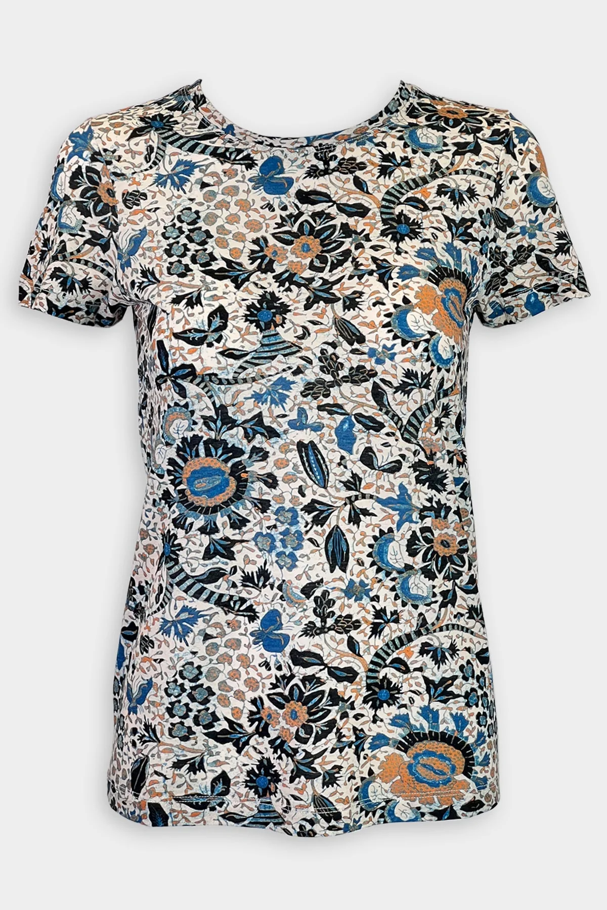 Estelle Printed Cotton Crewneck T-Shirt in Clematis