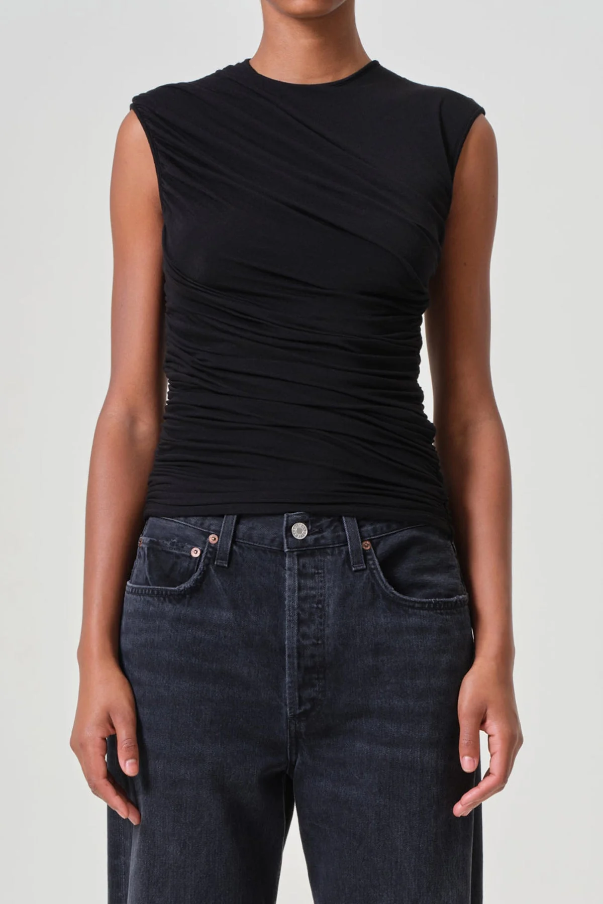 Ester Twist Tank in Black - Image 2