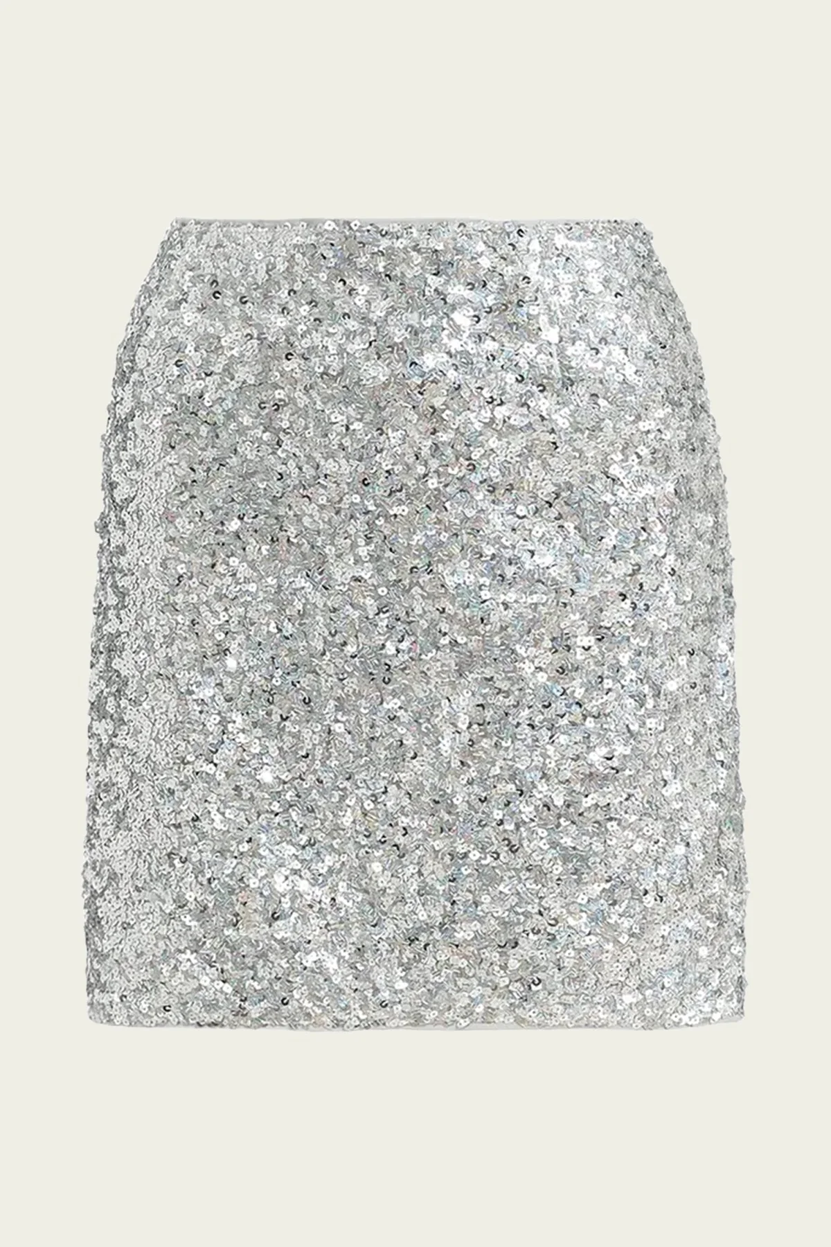 Ferlin Sequin-Embellished Mini Skirt in Silver