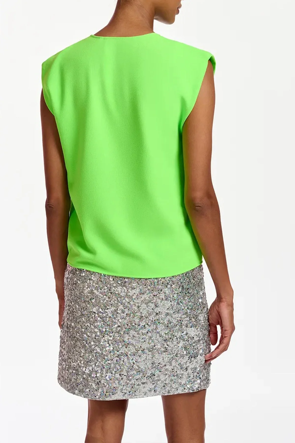 Ferlin Sequin-Embellished Mini Skirt in Silver - Image 3