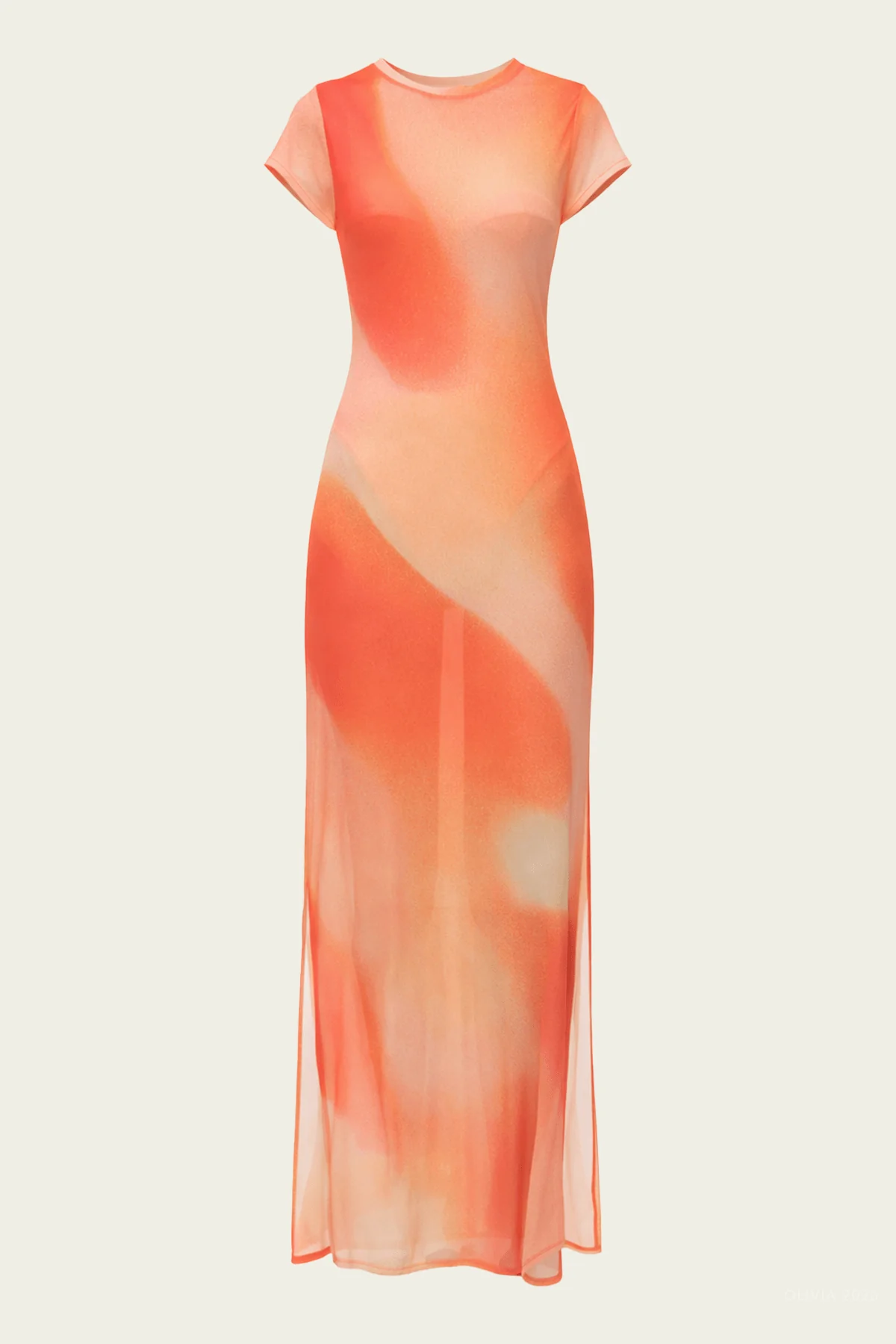 Fia Mesh Midi Dress in Golden Hour Sunset