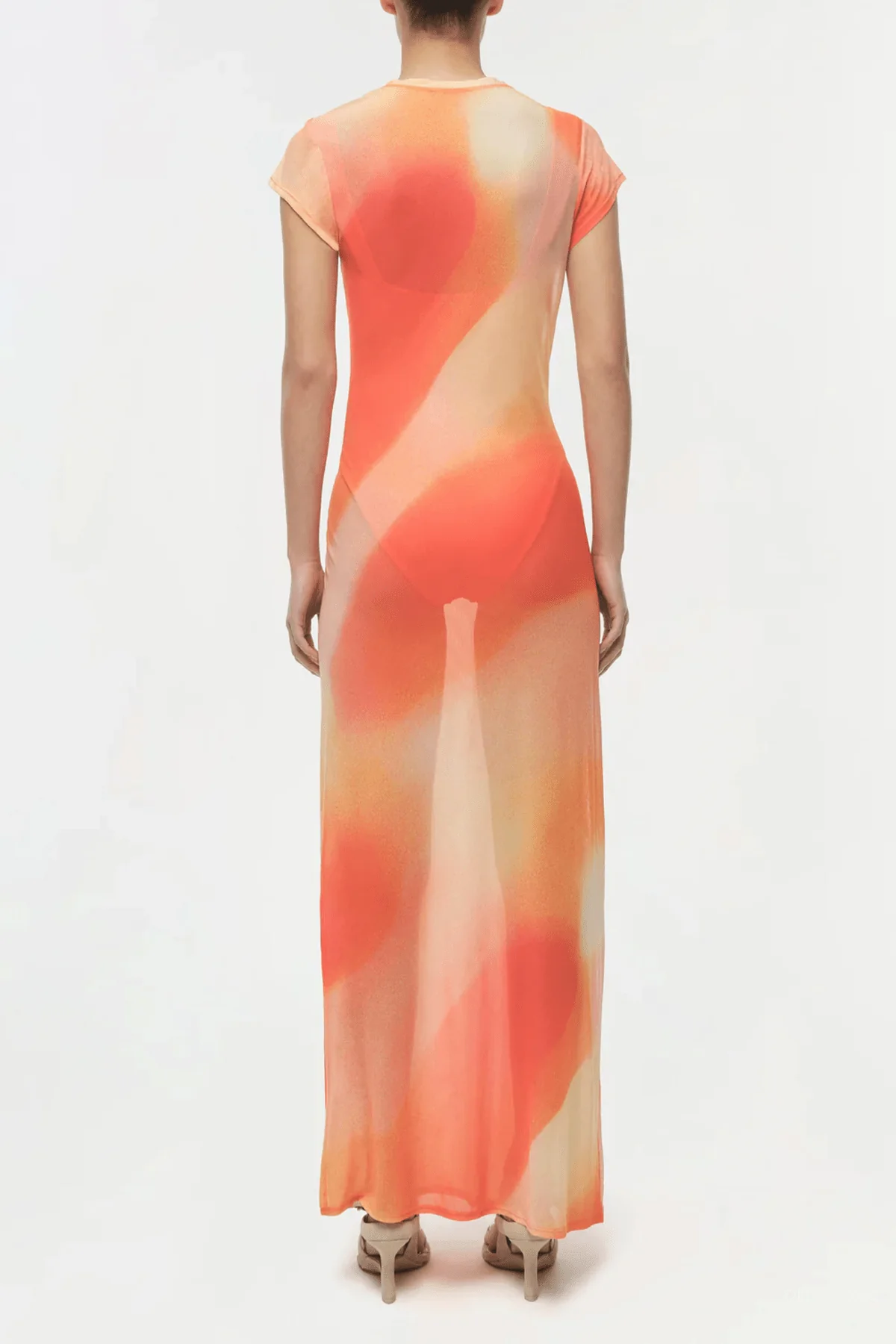 Fia Mesh Midi Dress in Golden Hour Sunset - Image 3