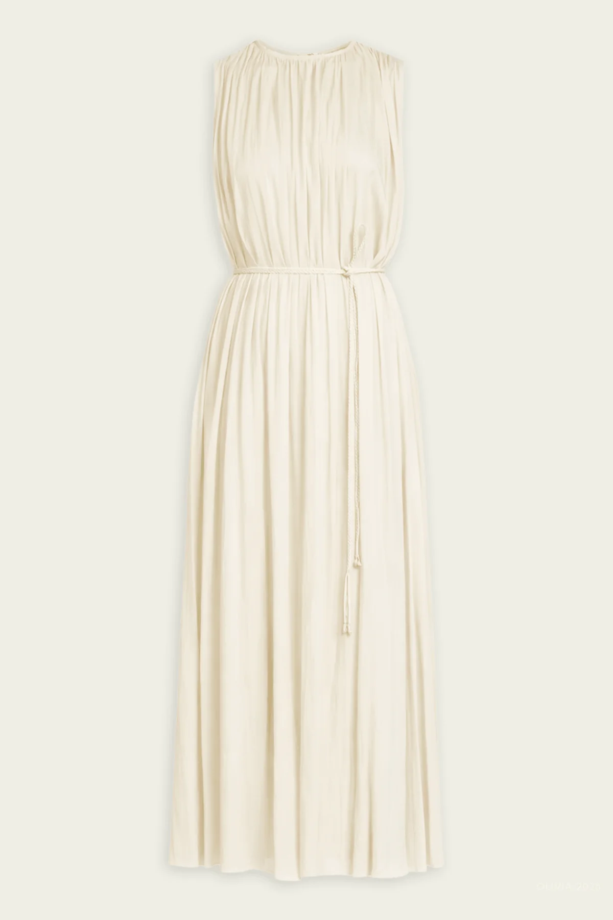 Fianna Pleated Sleeveless Midi Dress in Cowrie