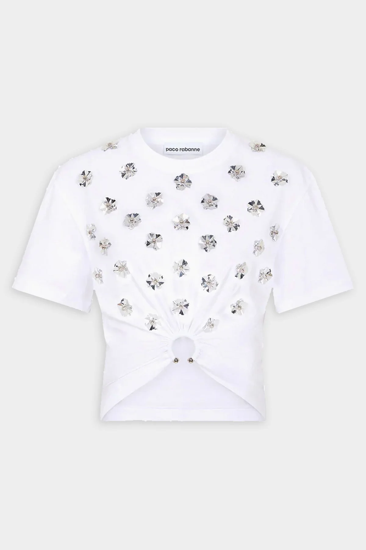 Floral Crop Top in White Silver
