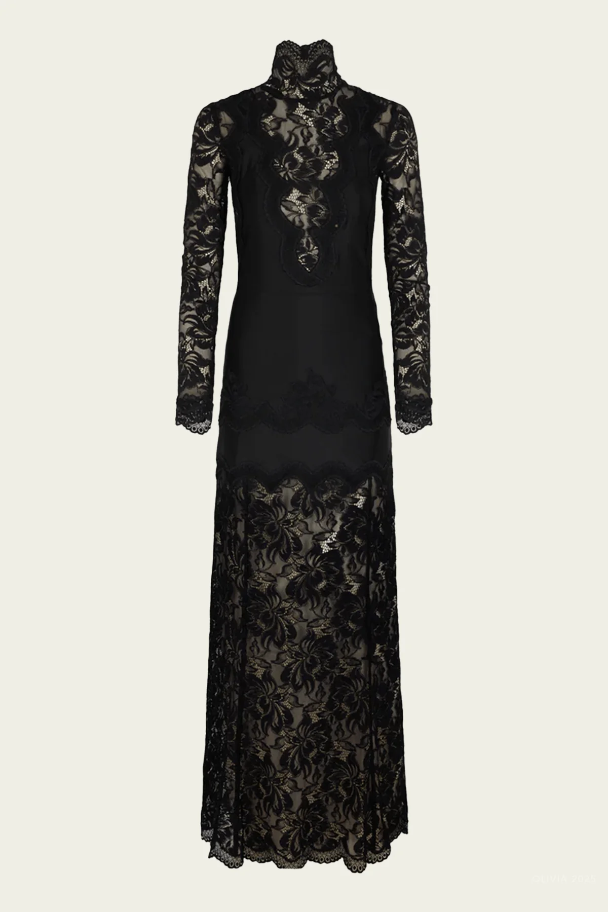 Floral Lace Maxi Dress in Black