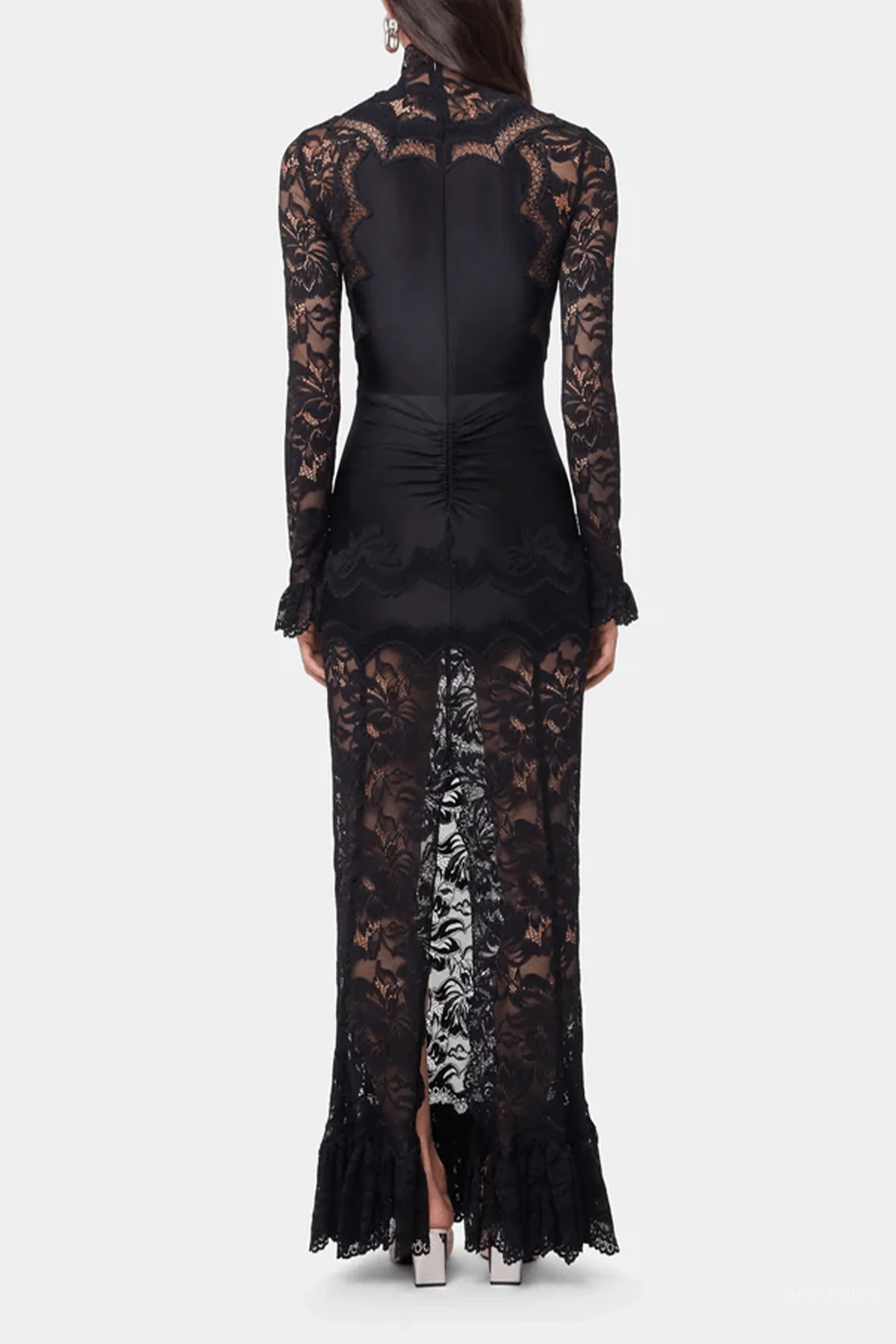 Floral Lace Maxi Dress in Black - Image 3