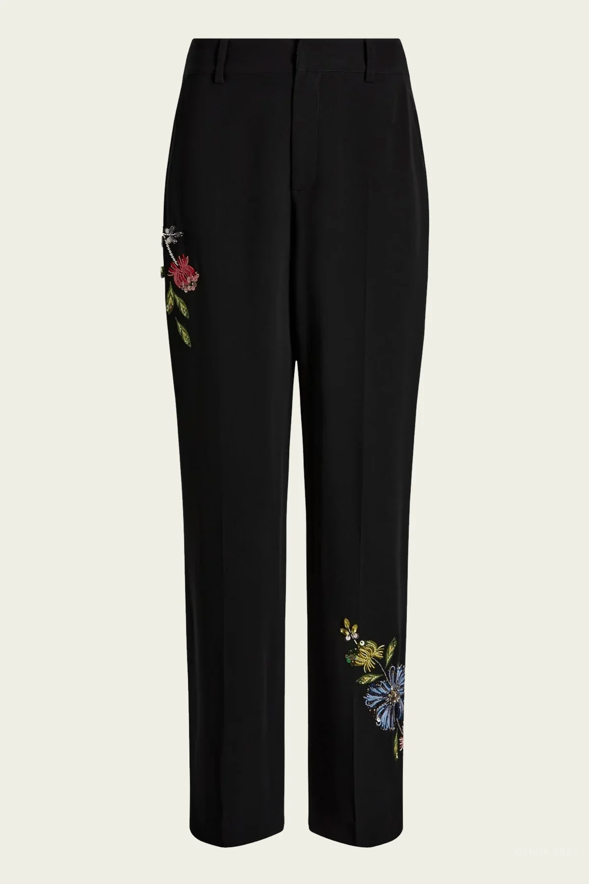 Floral Mixed Media Harlan Pant in Black Multi