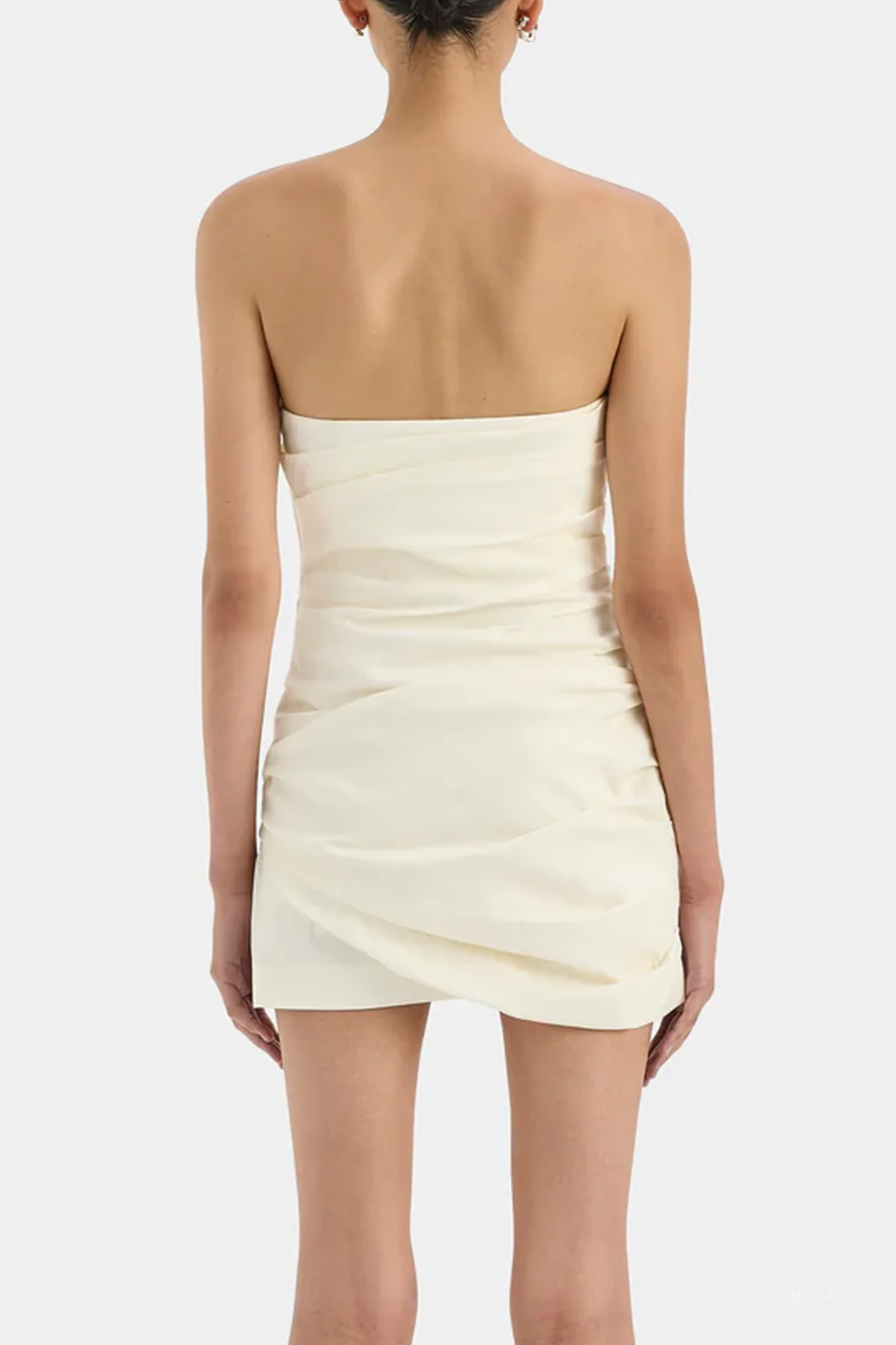 Florent Strapless Mini Dress in Cream - Image 3