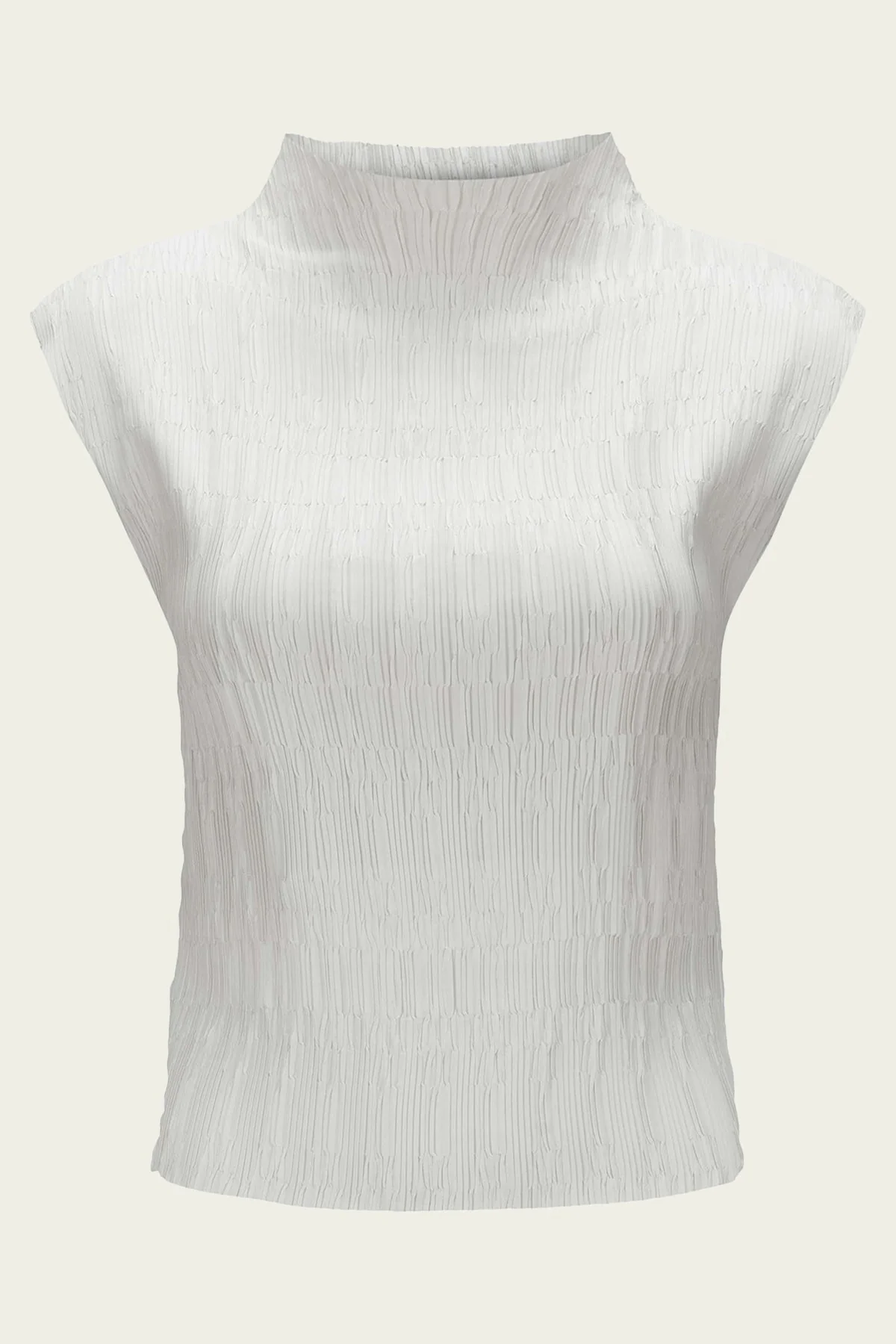 Foxe Pleated Satin Top in Off White