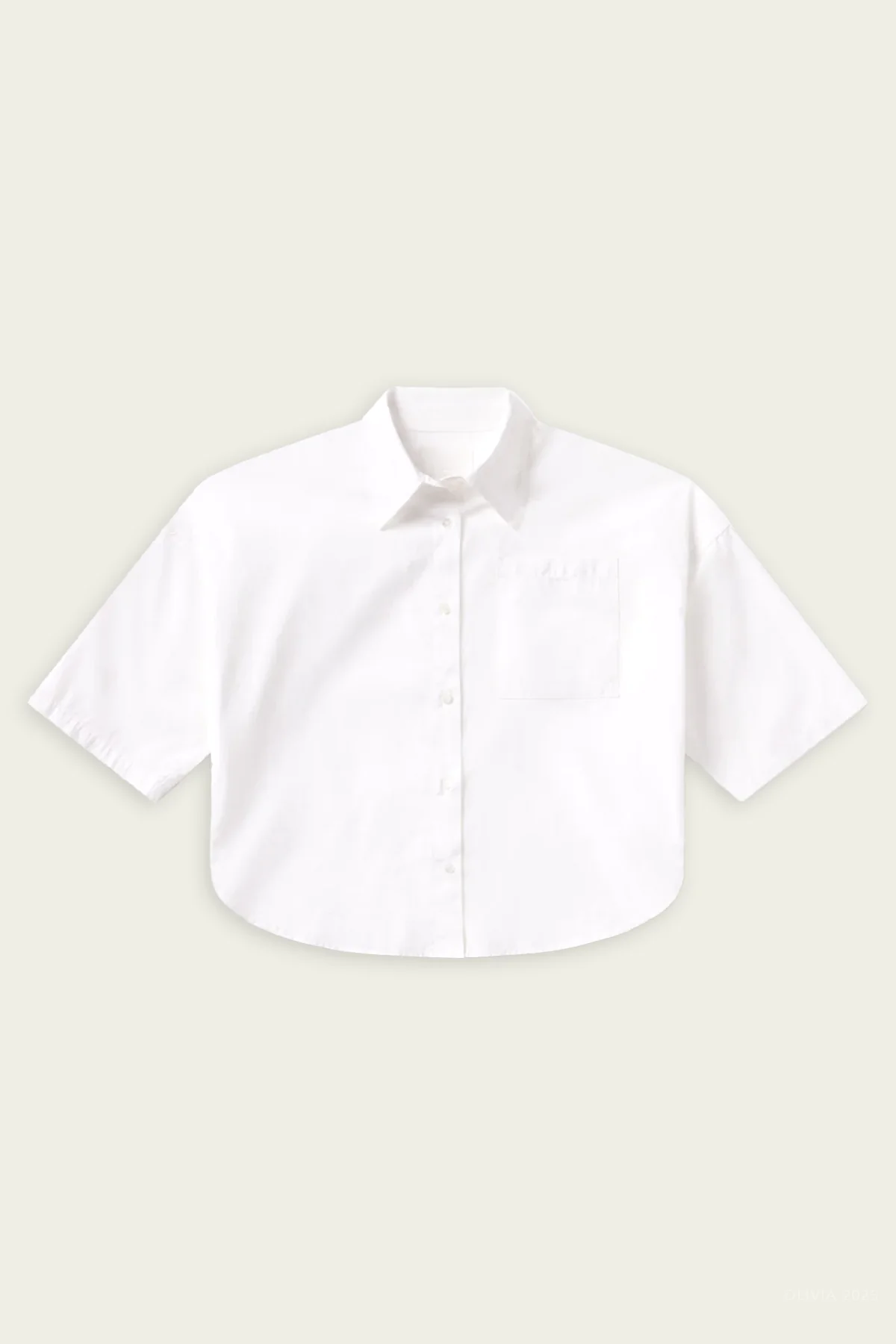 Frances Cropped Cape Button Up In Optic White