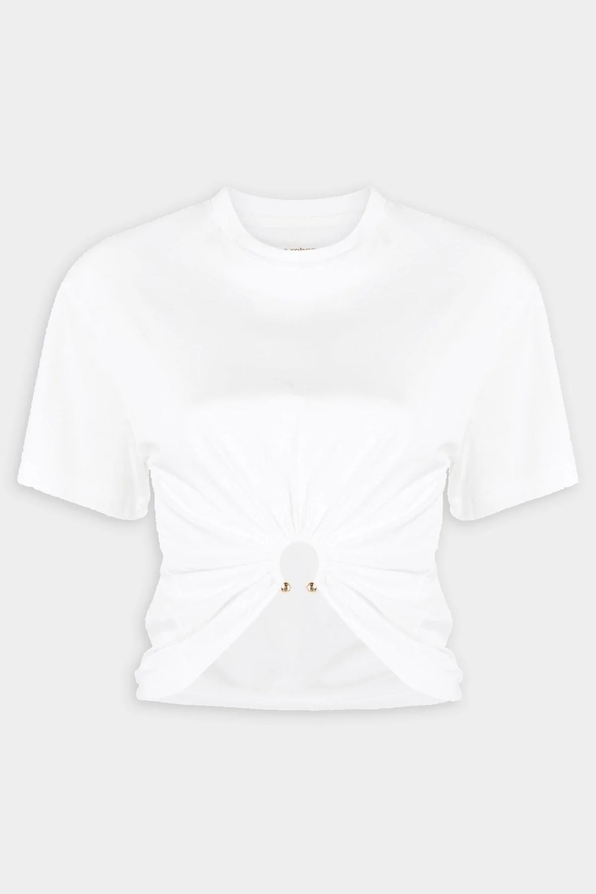 Gathered Cotton T-Shirt in White