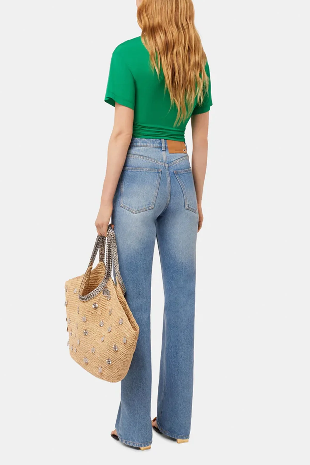 Gathered Jersey Crop Top in Emerald - Image 3