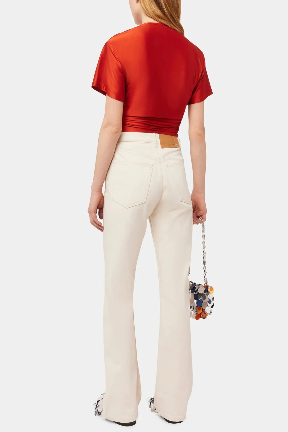 Gathered Short-Sleeve T-Shirt in Paprika - Image 3
