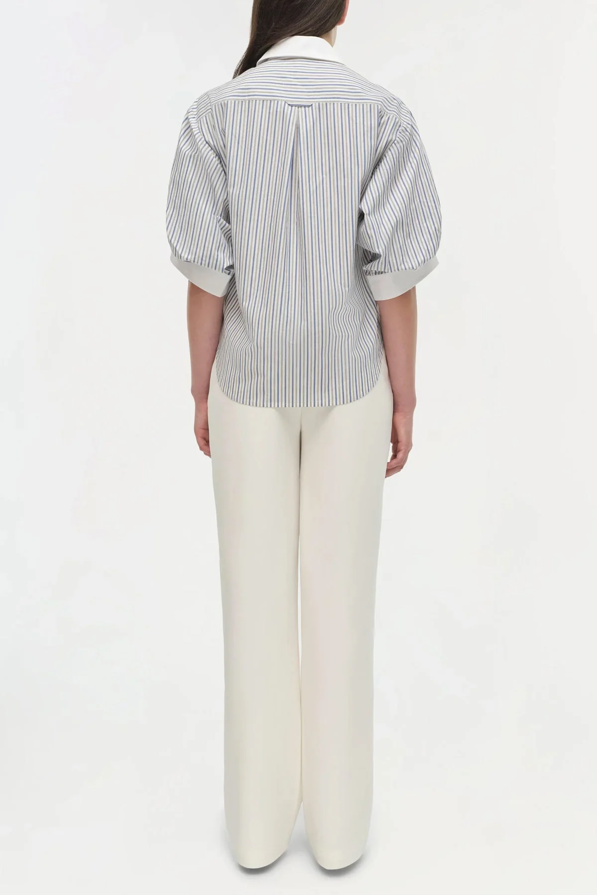 Gemma Three Quarter Sleeve Shirt in Cool Gray Stripe - Image 3