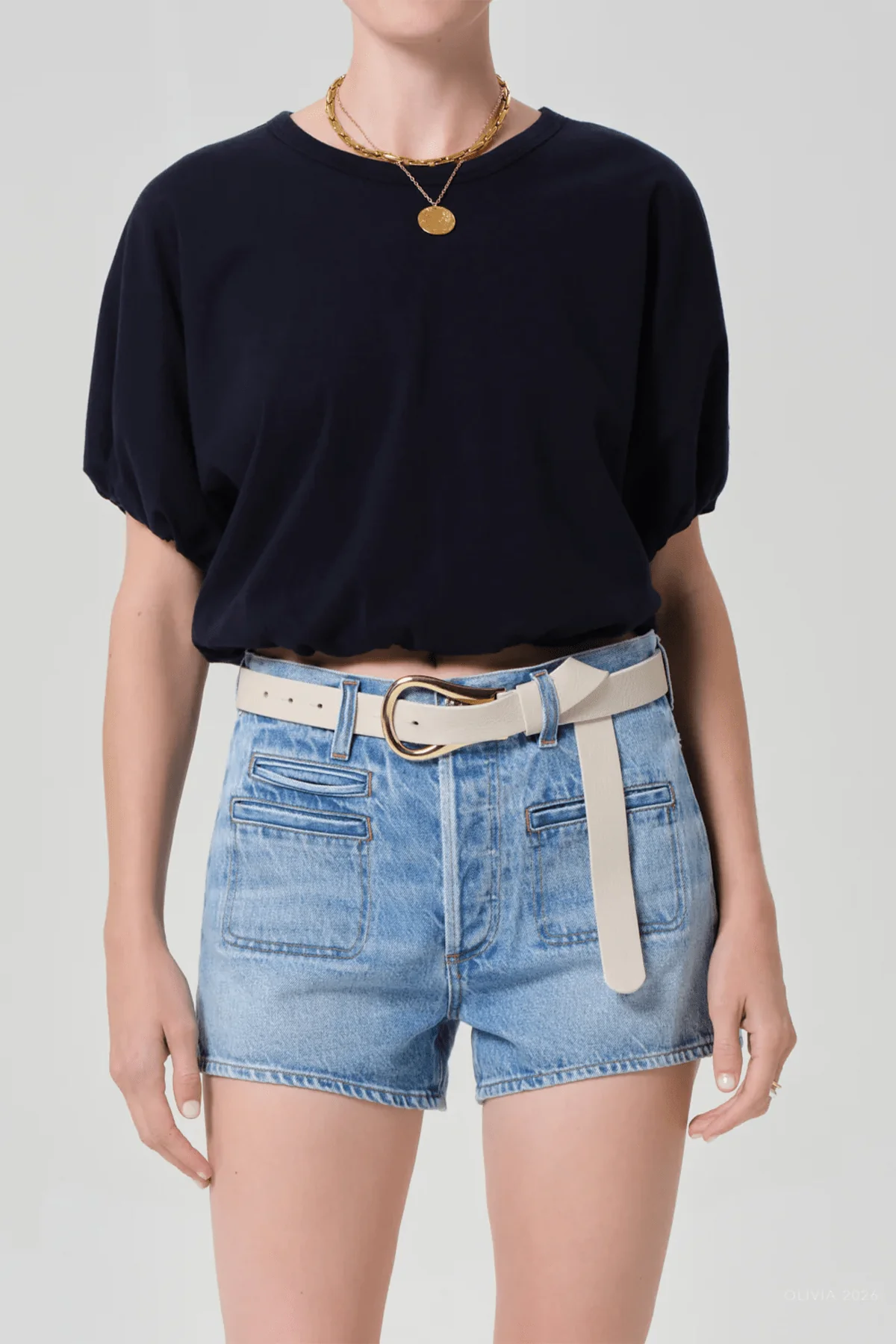 Gia Bubble Tee in Navy - Image 2