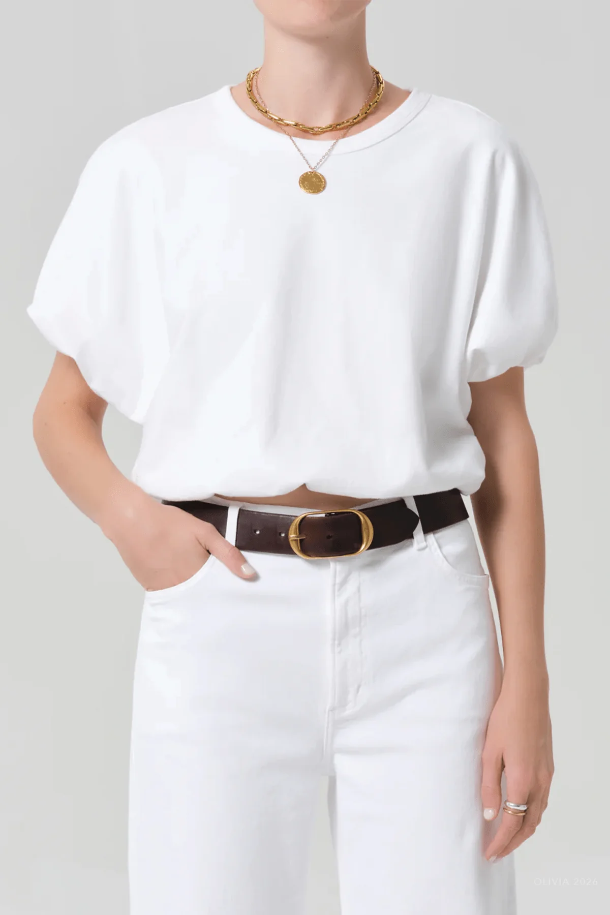 Gia Bubble Tee in Soft White - Image 2