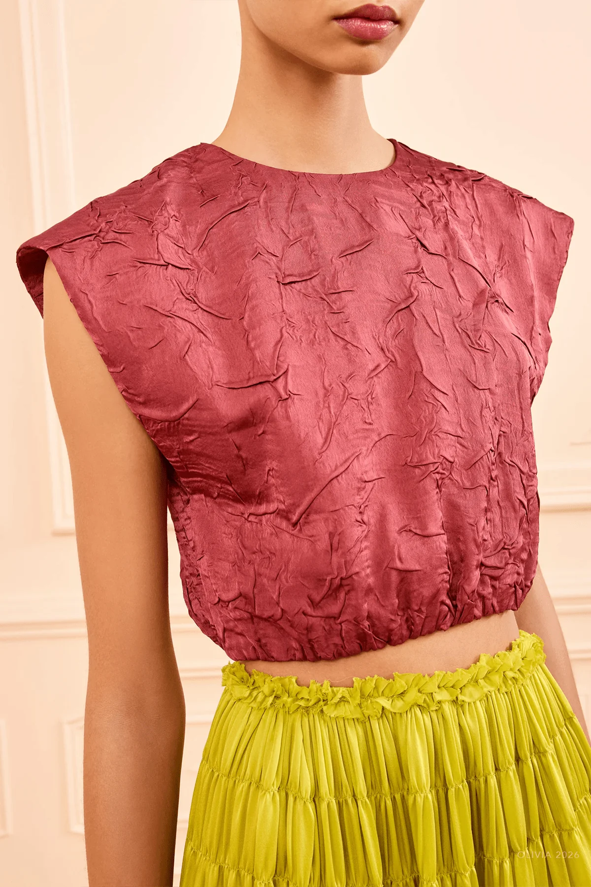 Gisella Satin Crop Top in Fig - Image 4
