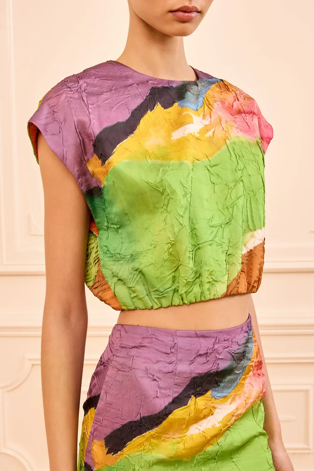 Gisella Satin Crop Top in Nature Abhors A Vacuum - Image 2