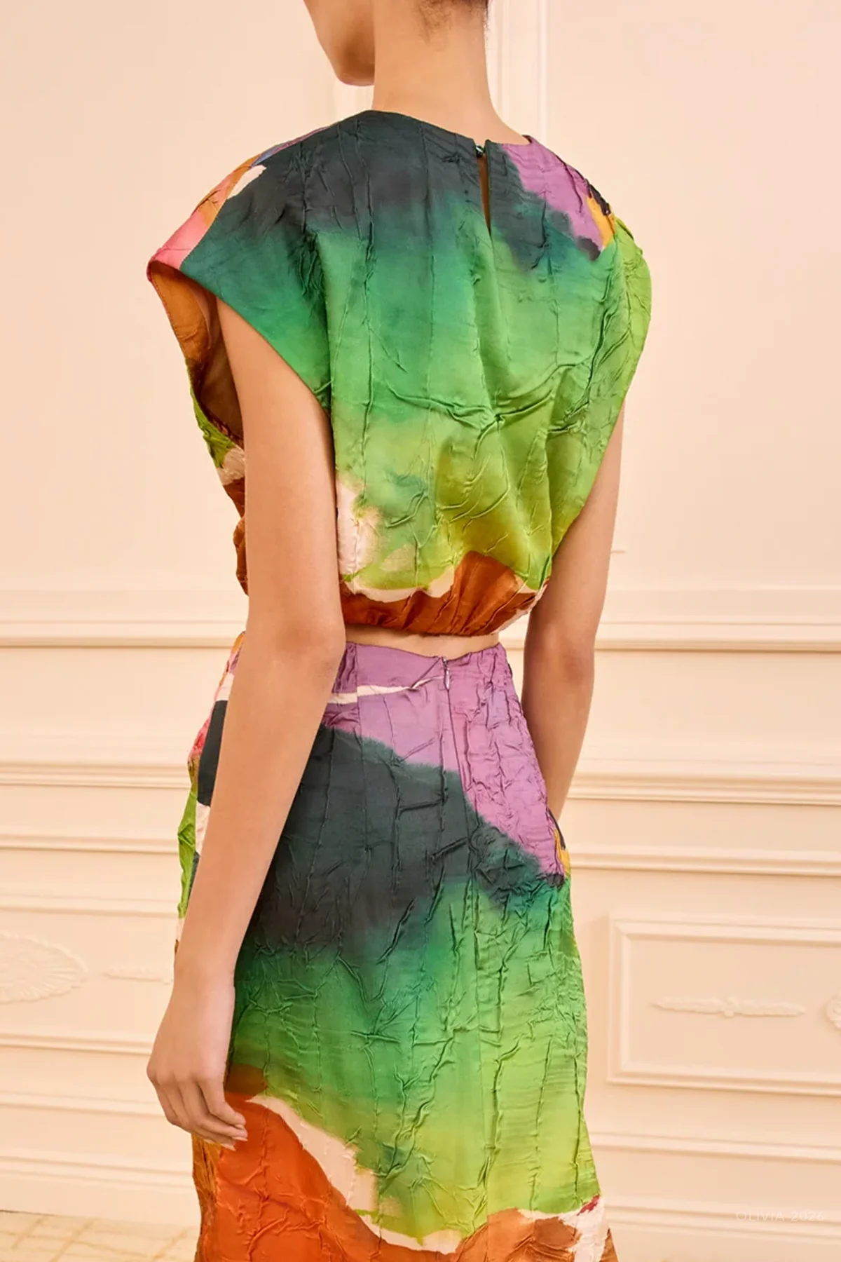 Gisella Satin Crop Top in Nature Abhors A Vacuum - Image 3