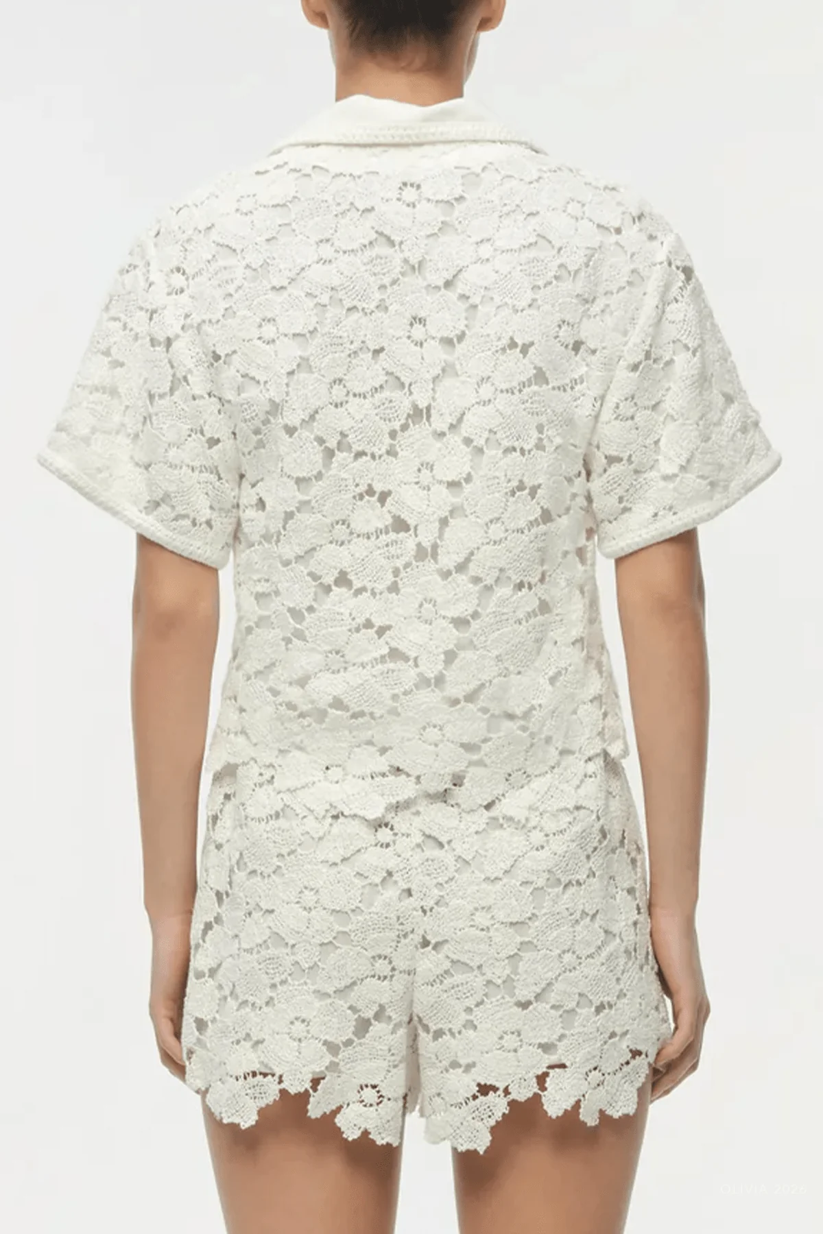 Glenn Lace Camp Shirt in Ivory - Image 3