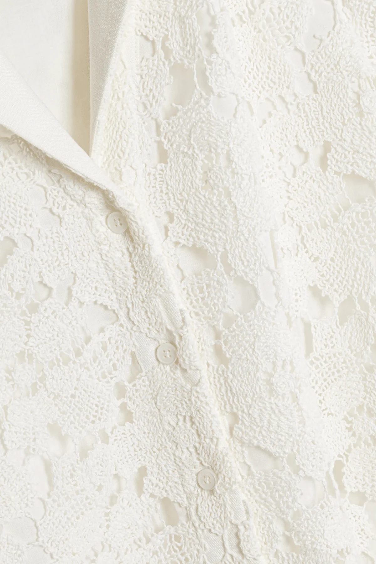 Glenn Lace Camp Shirt in Ivory - Image 4