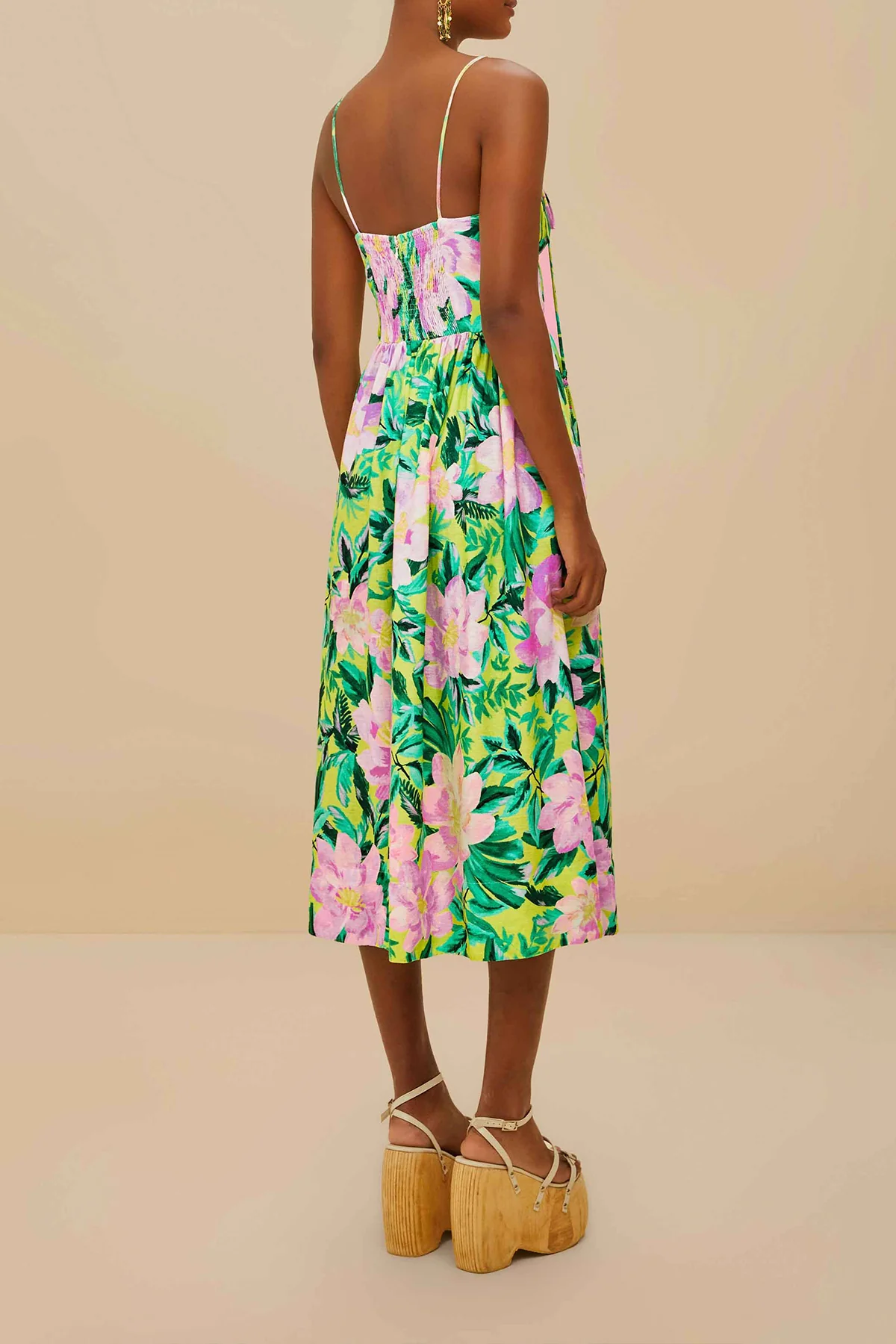 Green Painted Flowers Midi Dress - Image 2