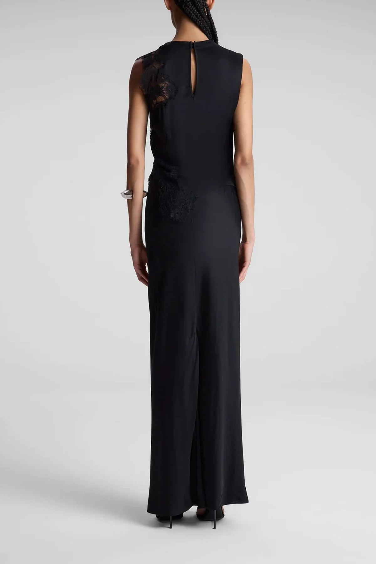 Greta Satin Maxi Skirt in Black - Image 3