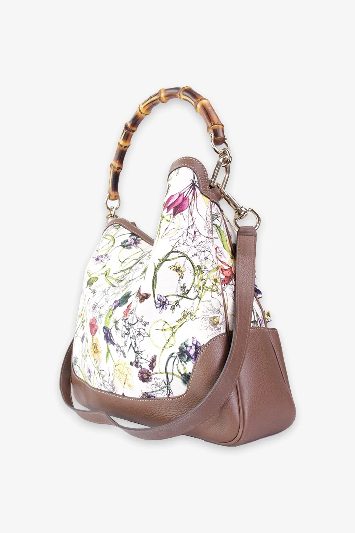 Gucci Diana Satchel Bag in Bamboo Canvas Floral - Image 2
