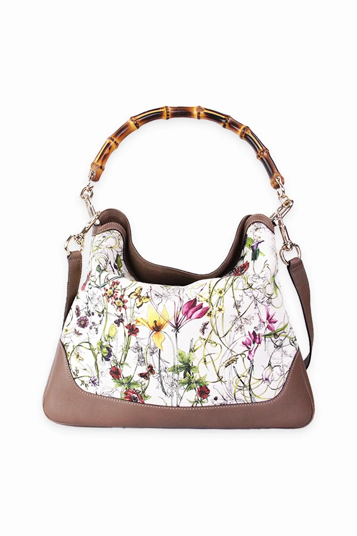 Gucci Diana Satchel Bag in Bamboo Canvas Floral - Image 3
