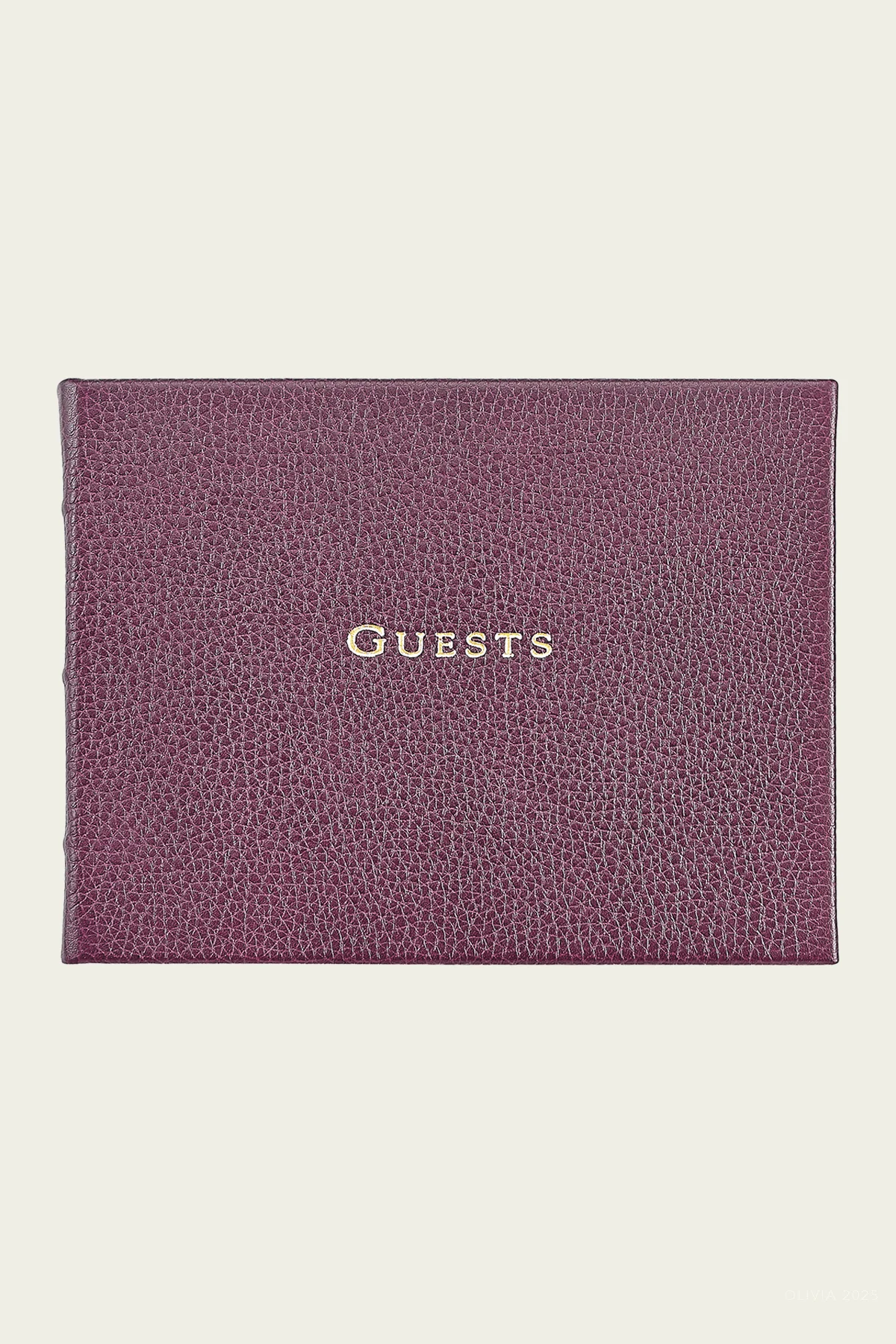 Guest Book in Wine Pebble Grain Leather