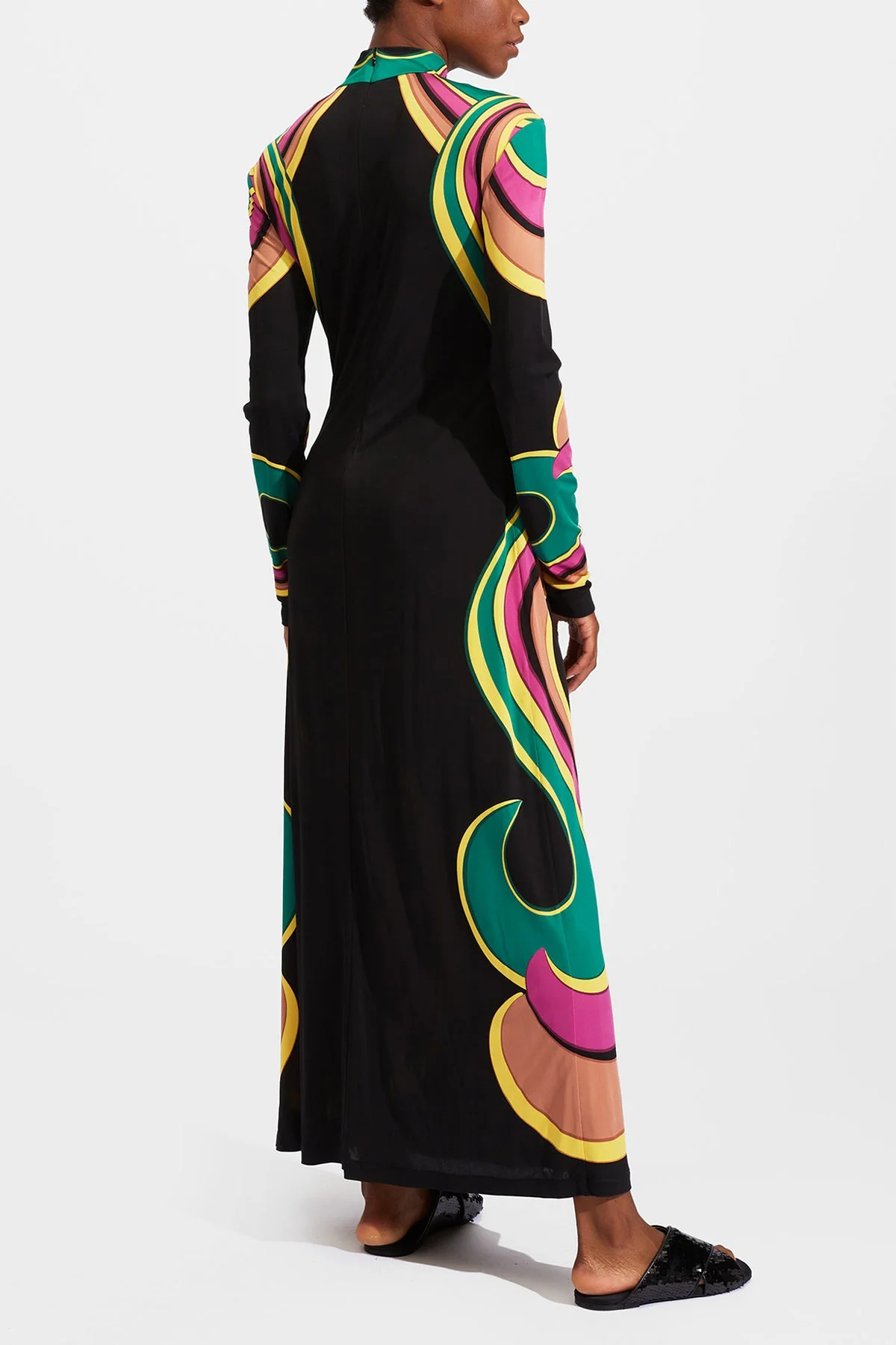 Halle Dress in Rainbow Swirl Magenta Placee - Image 3