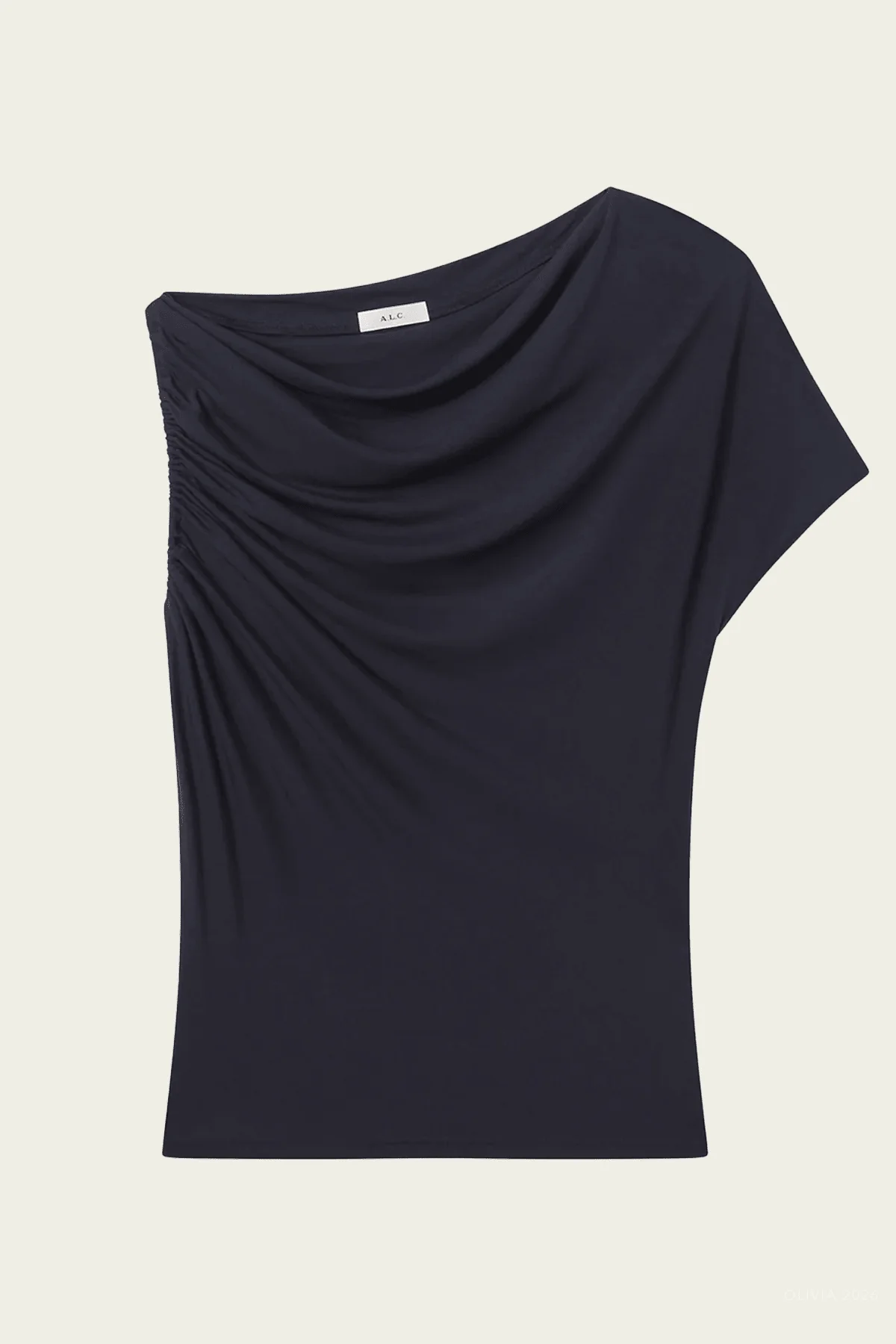 Halle One Shoulder Tee in Night Blue