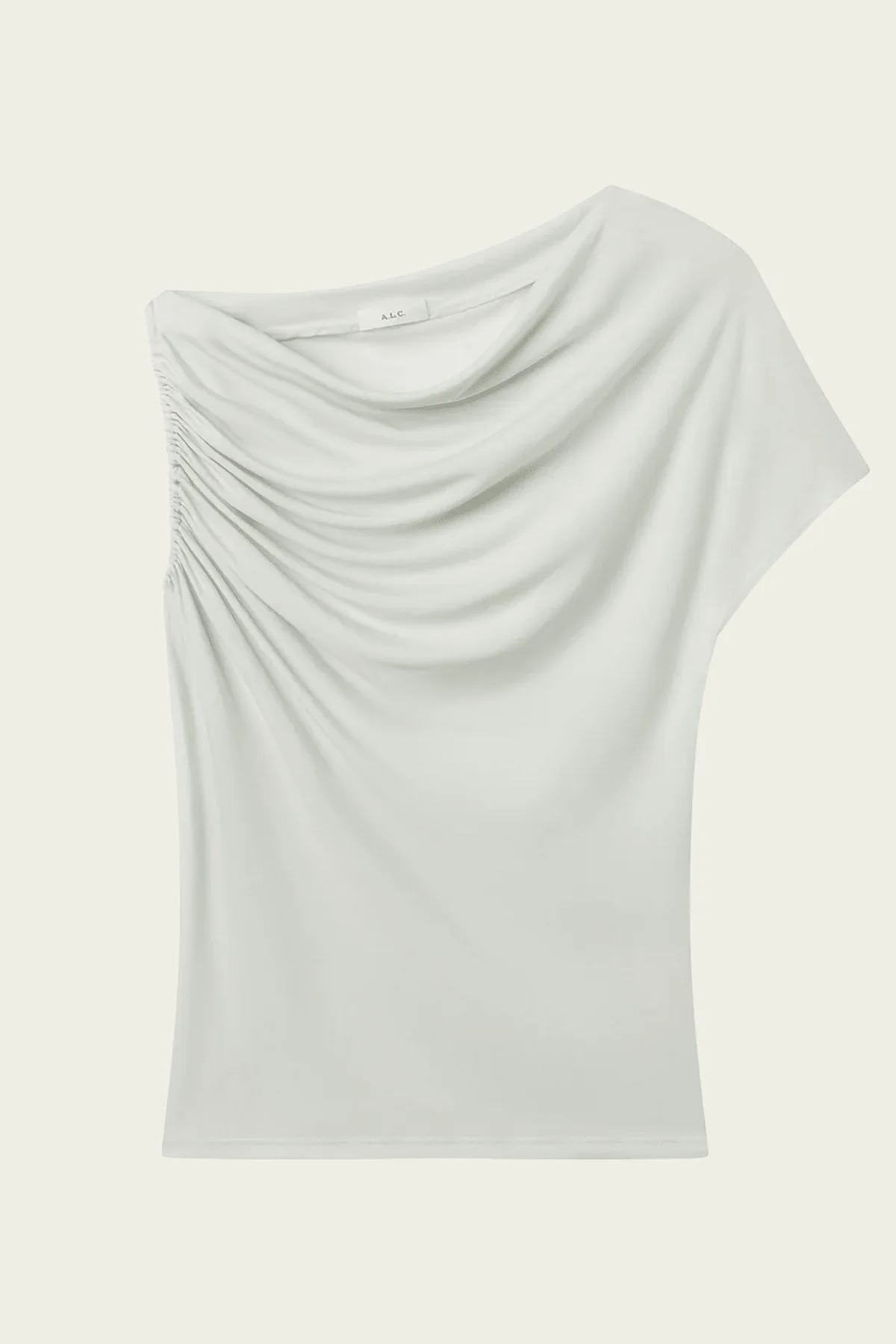 Halle One Shoulder Tee in Pale Mint