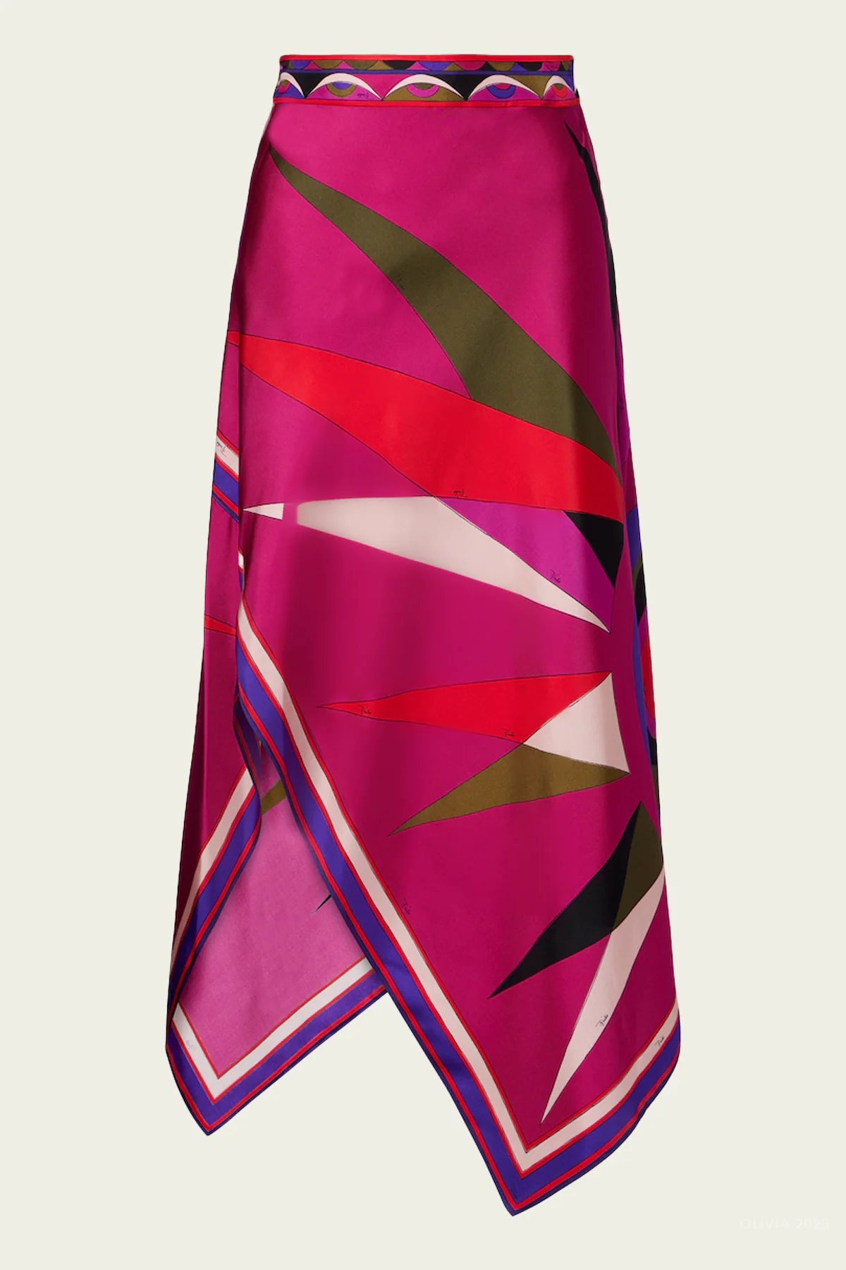 Hawaii-Print Asymmetrical Skirt in Multicolor