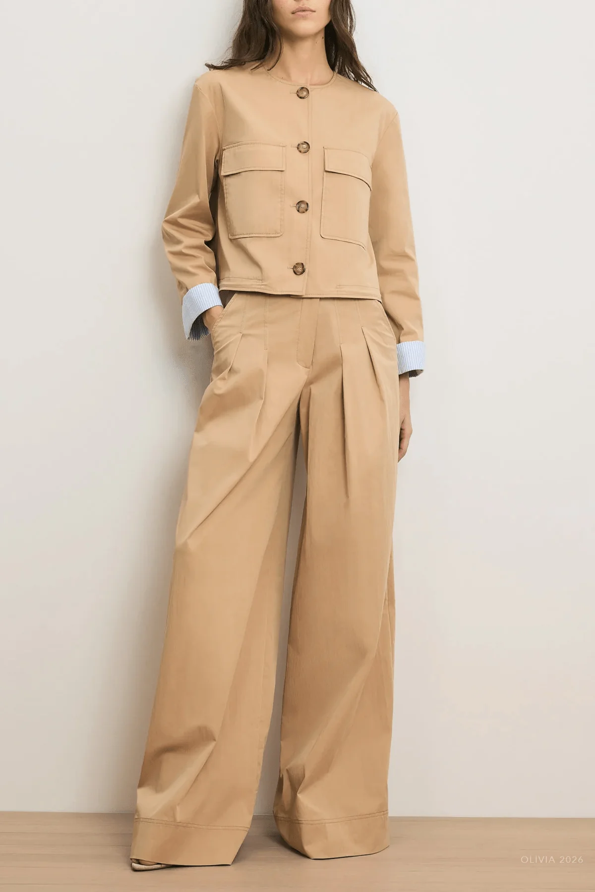 Heron Crossover Waistband Pant in Khaki - Image 4
