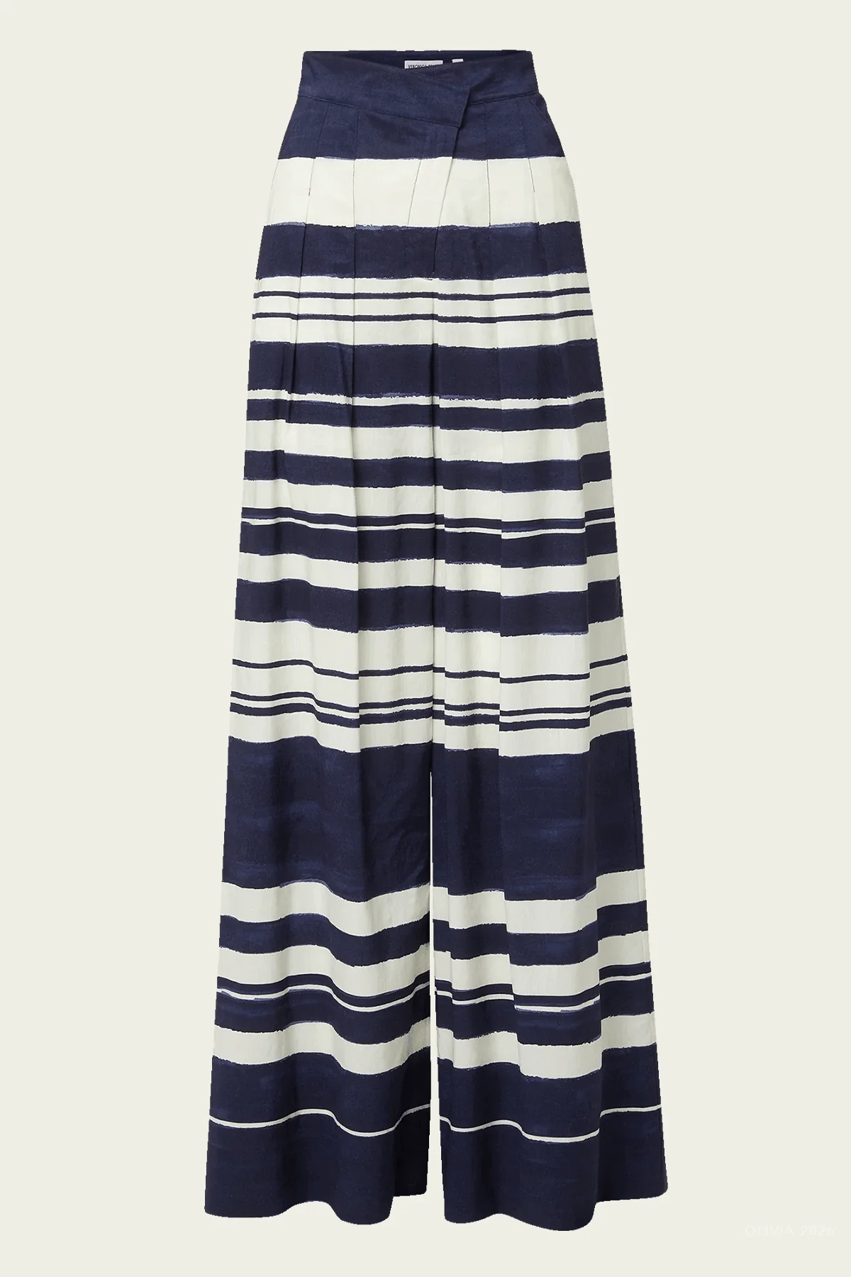 Heron Crossover Waistband Pant in Navy Dove White