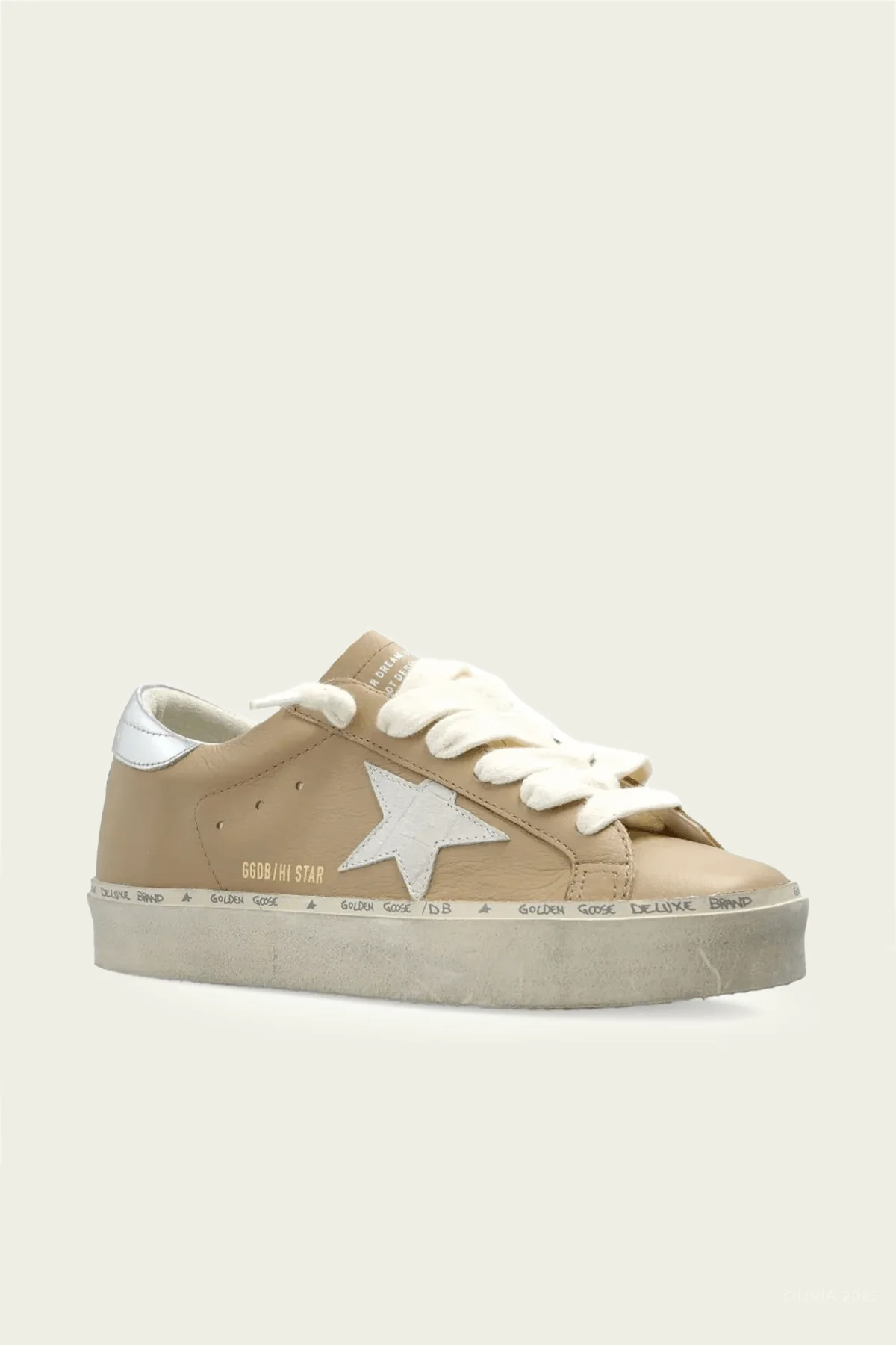 Hi-Star Beige Grey Leather Sneaker - Image 2