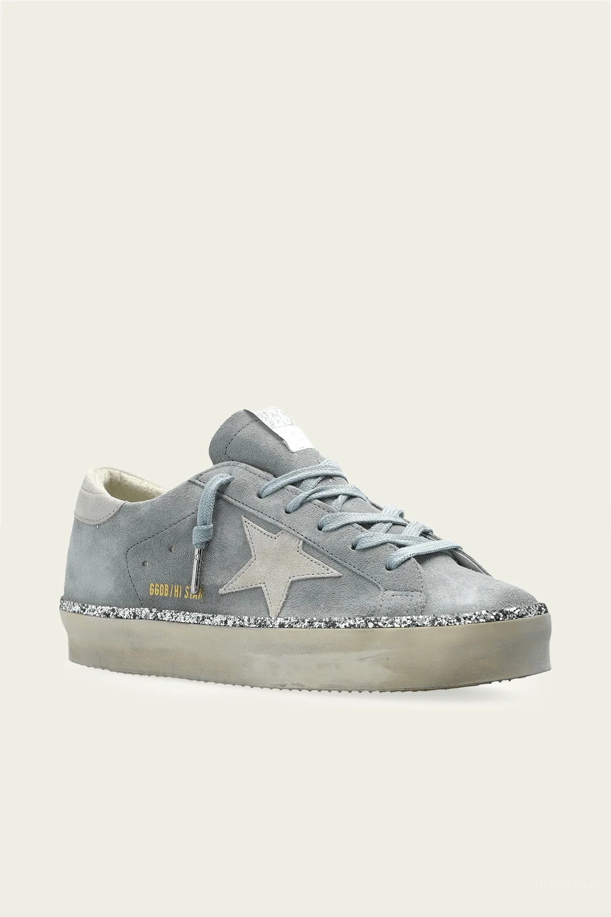 Hi-Star Glitter Foxing Suede Leather Sneaker in Grey - Image 2