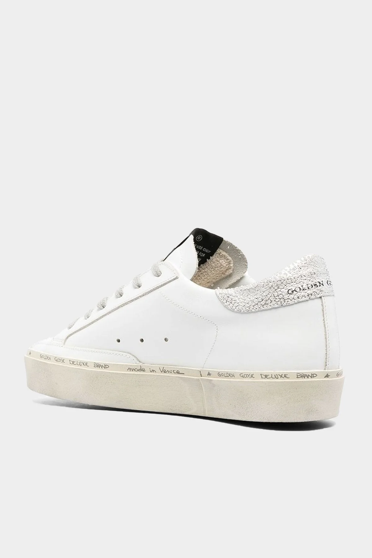 Hi-Star Laminated Star Leather Sneaker in White Silver - Image 3