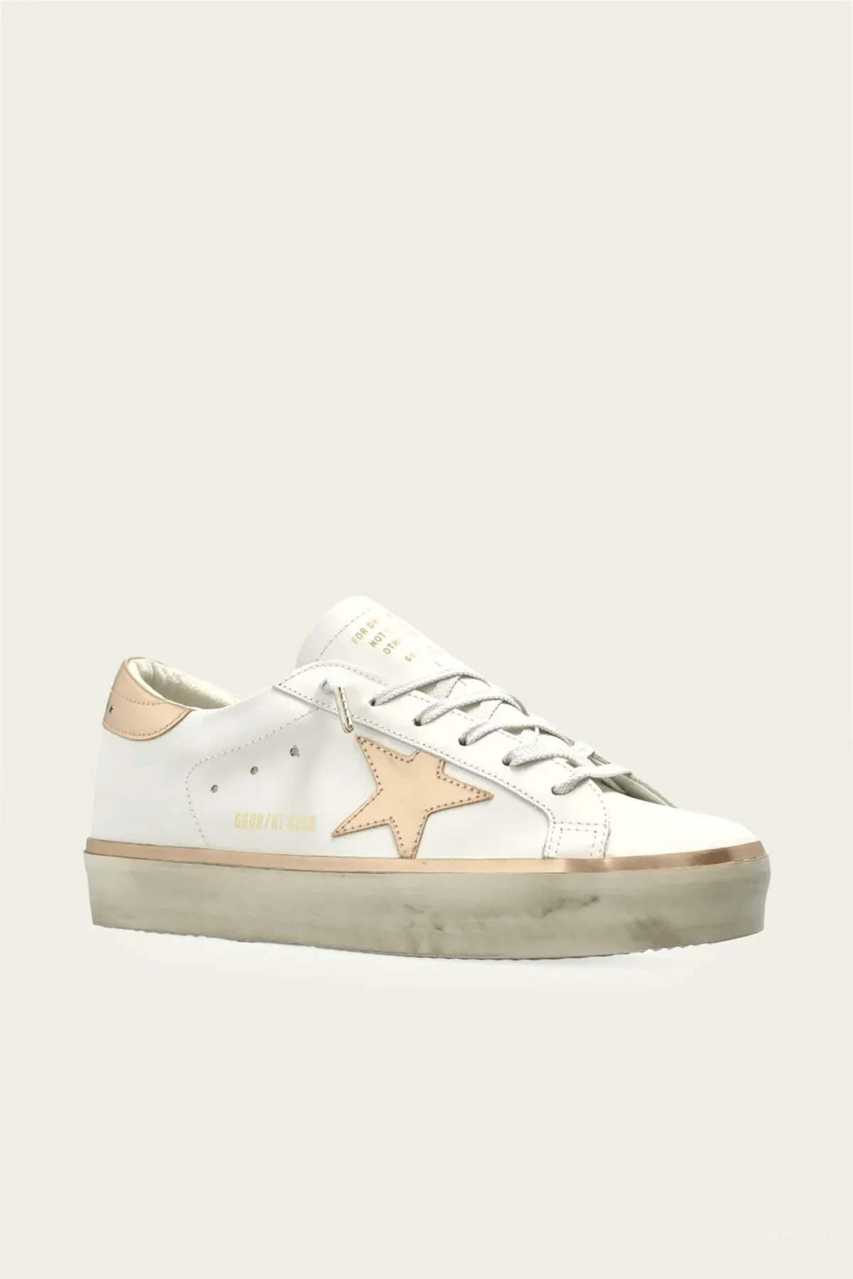 Hi-Star White Gold Leather Sneaker - Image 2