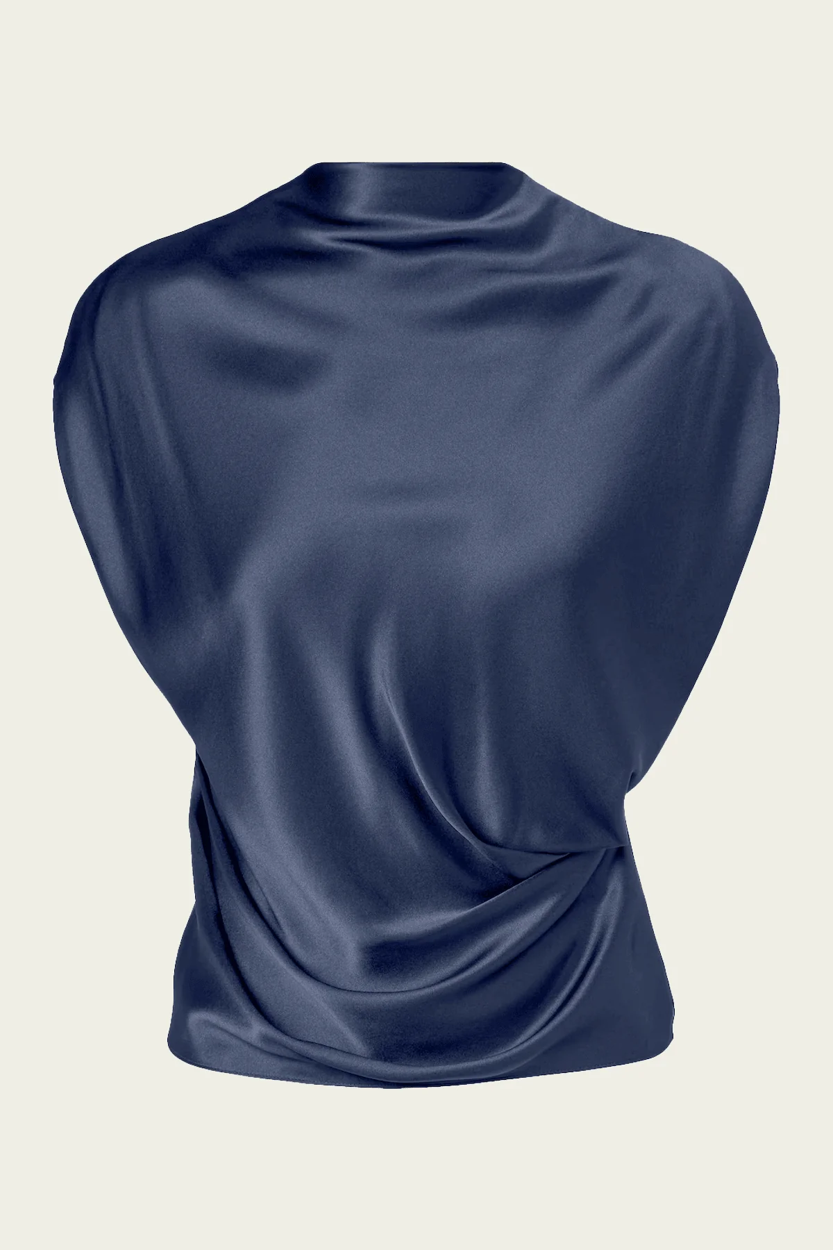 High Neck Drape Top in Slate Blue