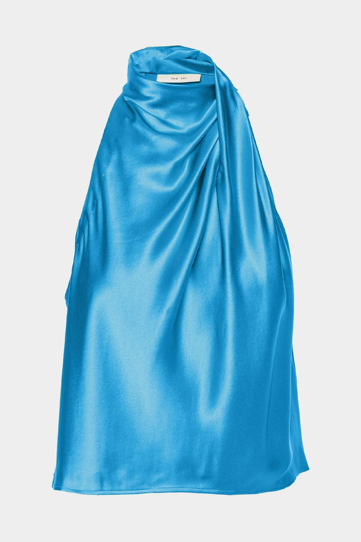 High Neck Draped Top in Lake