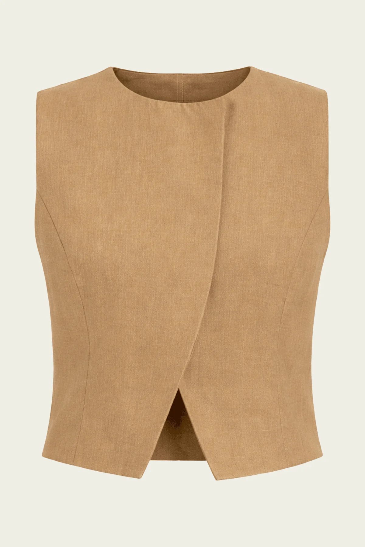 High Neck Hidden Placket Vest in Ermine